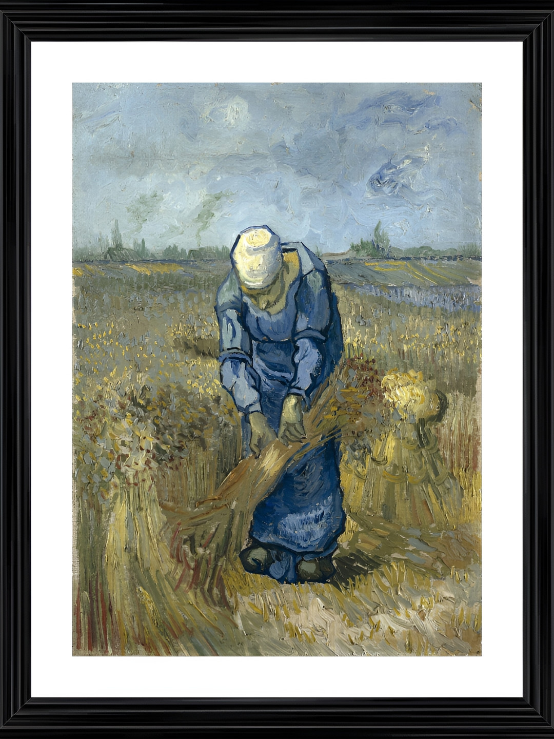 Adventures India Peasant Woman Bruising Flax Wood Rectangle Paintings Wall Art 23 x17.7 In