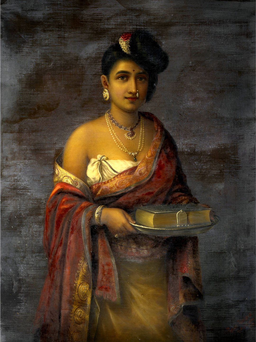 AdventuresIndia The Maharani Of Travancore Wood Wall Paintings Wall Art -18 x 24In