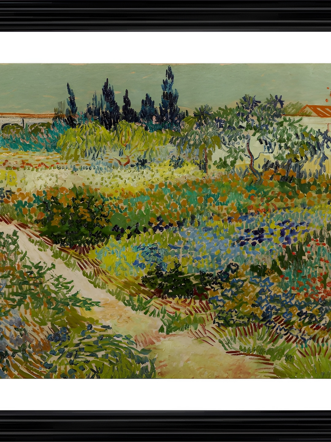 Adventures India Black & Green Garden at Arles Wooden Painting Wall art