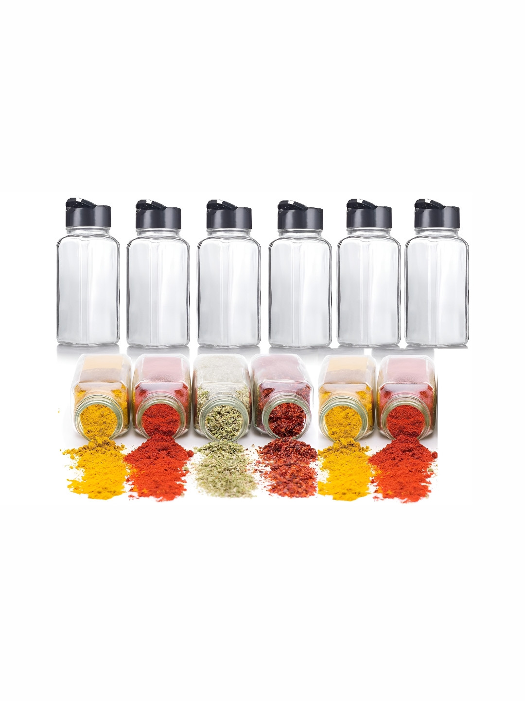 Tyche Enterprises Black Glass Dishwasher Safe 6 Piece Screw Top Graduated Container-120ml