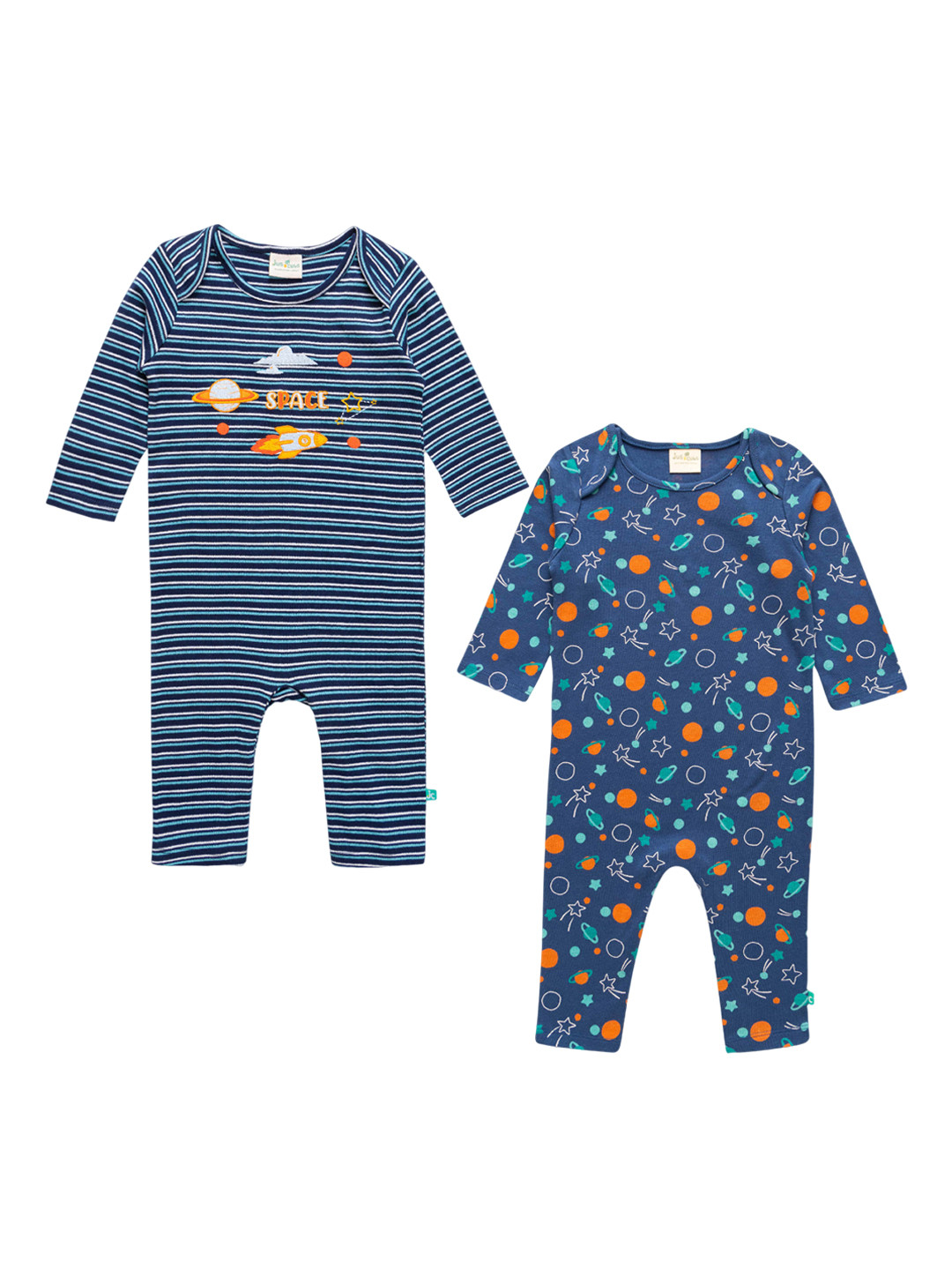 JusCubs Infants Boys Pack Of 2 Printed Cotton Rompers