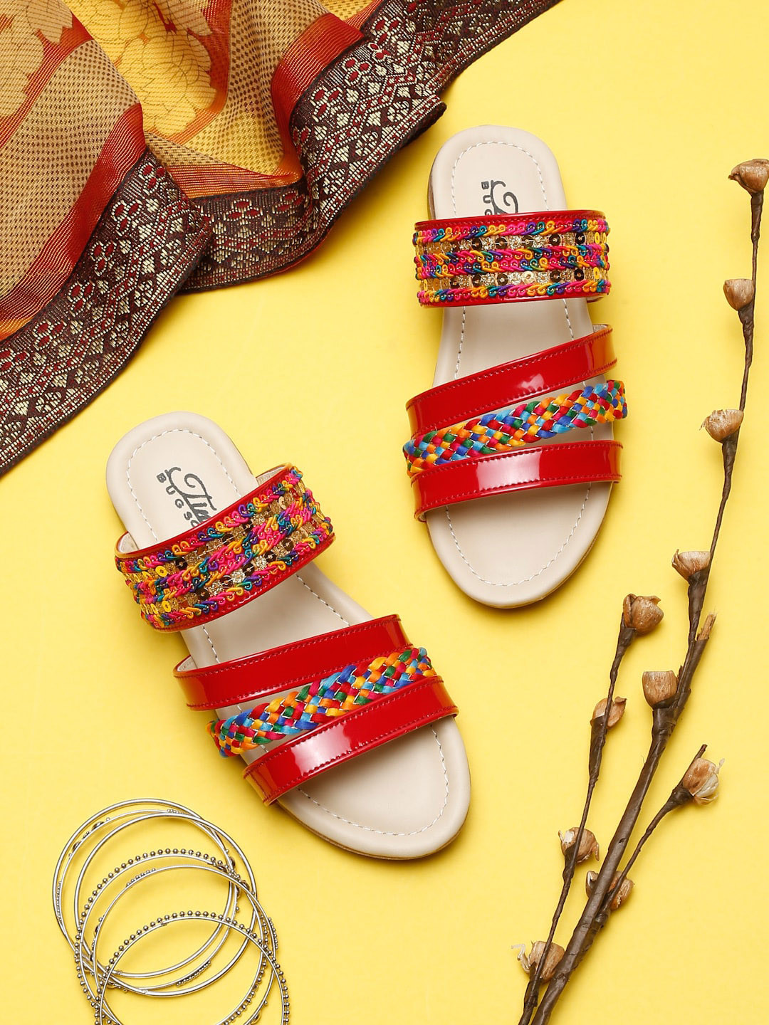 Tiny Bugs Girls Ethnic Open Toe Flats