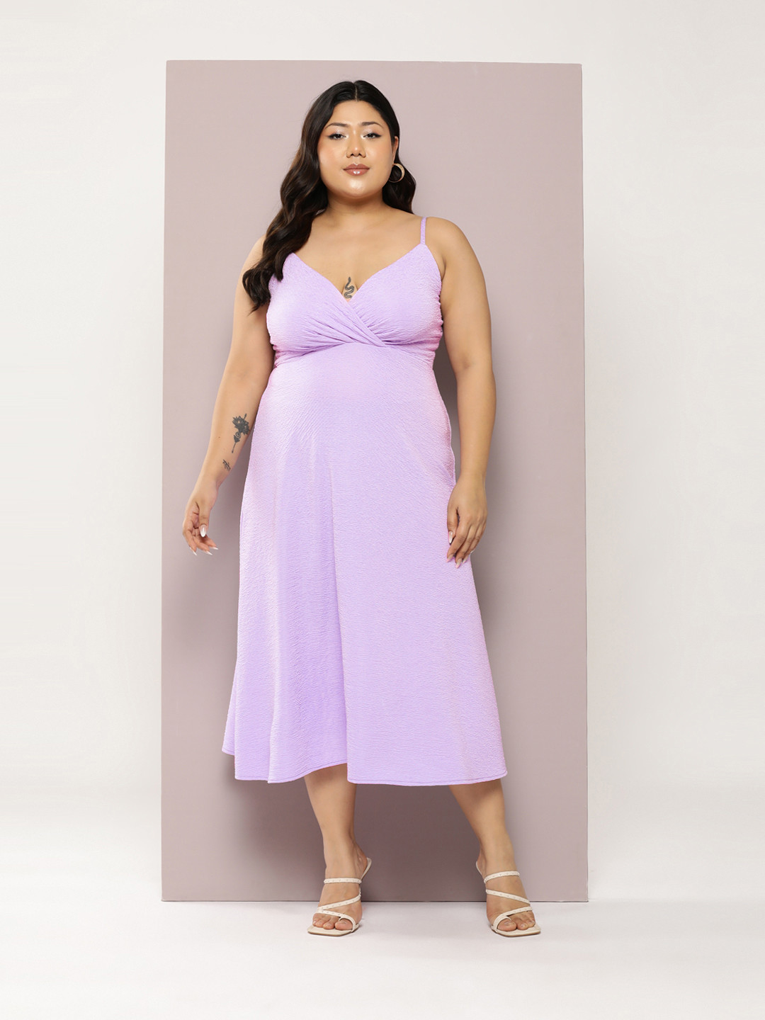 Qurvii+ Plus Size Fit & Flare Midi Dress