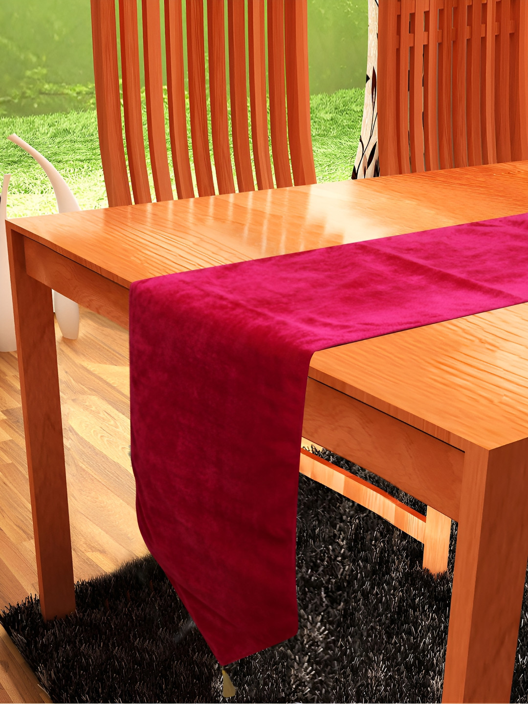 Home Heart Red Velvet Reversible Double Layered Table Runner