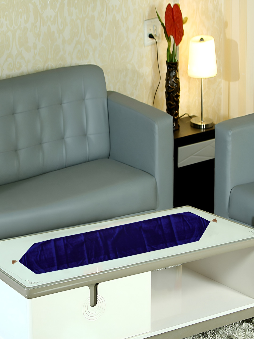 Home Heart Blue Reversible Table Runner