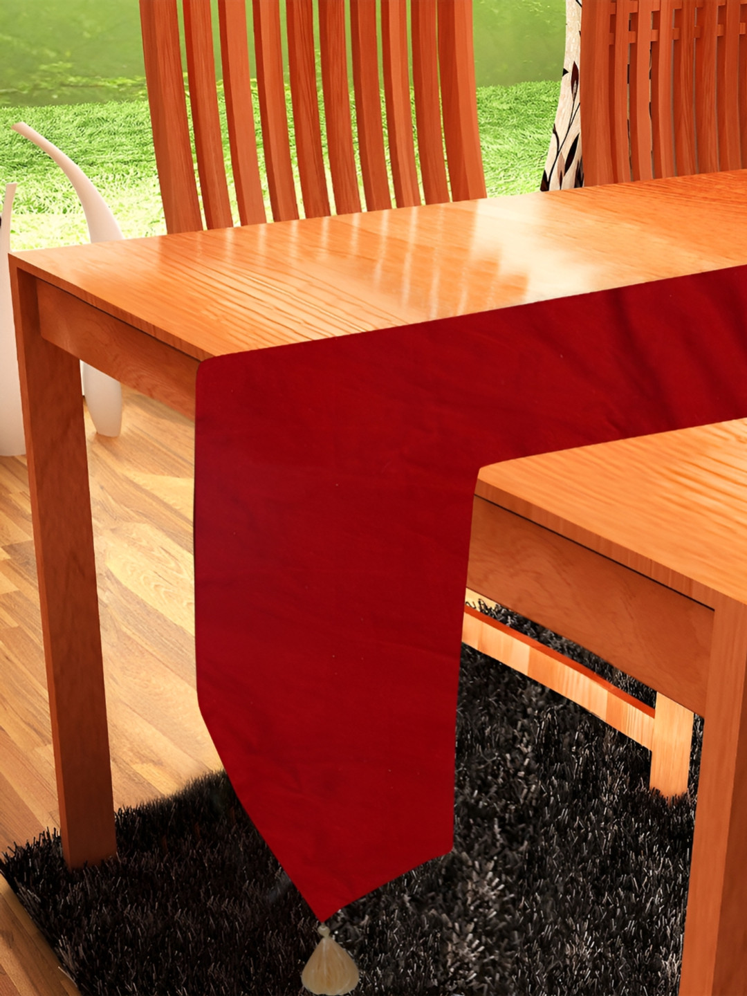 Home Heart Red Velvet Reversible Double Layered Table Runner