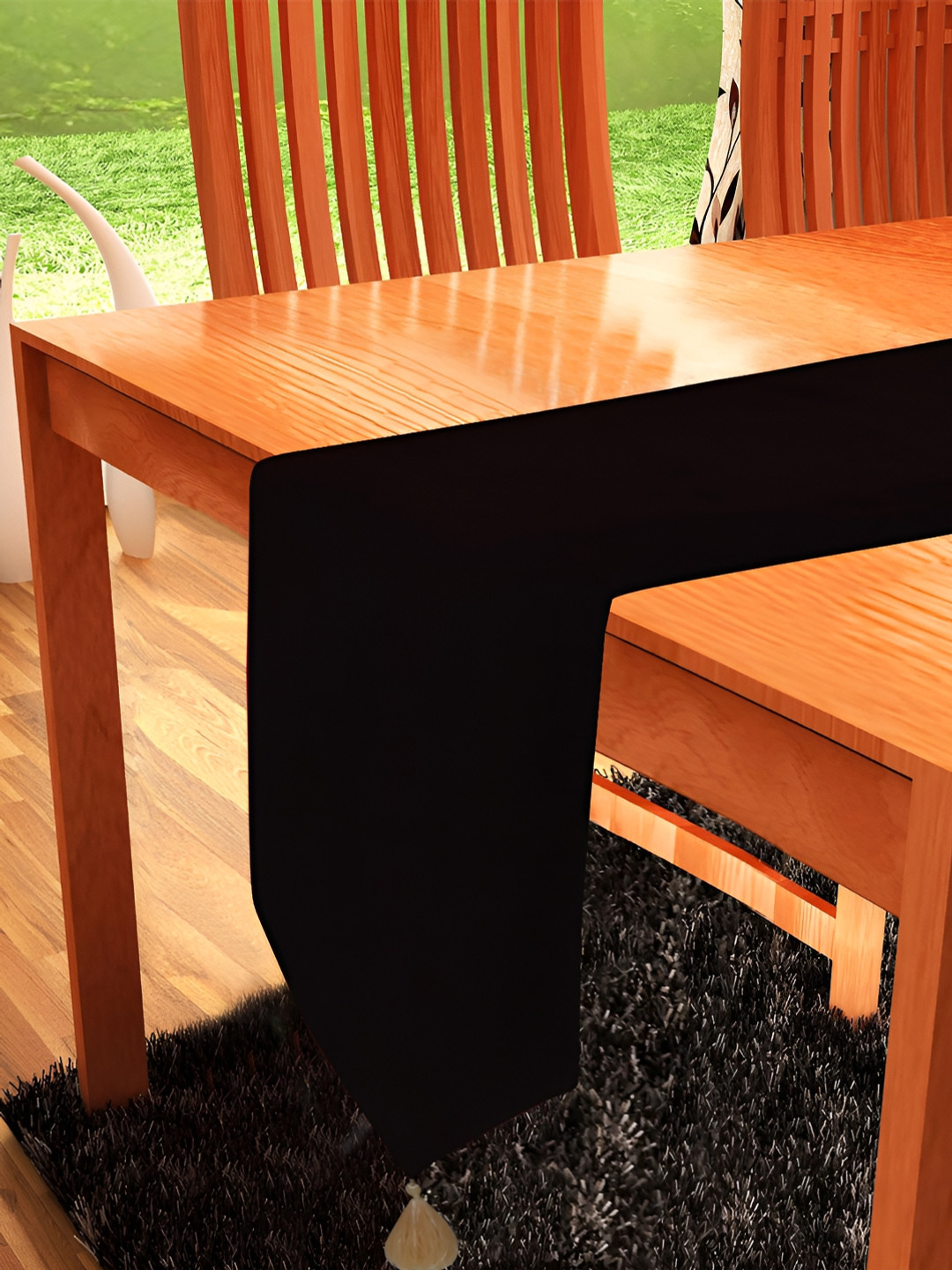 Home Heart Black Velvet Reversible Double Layered Table Runner