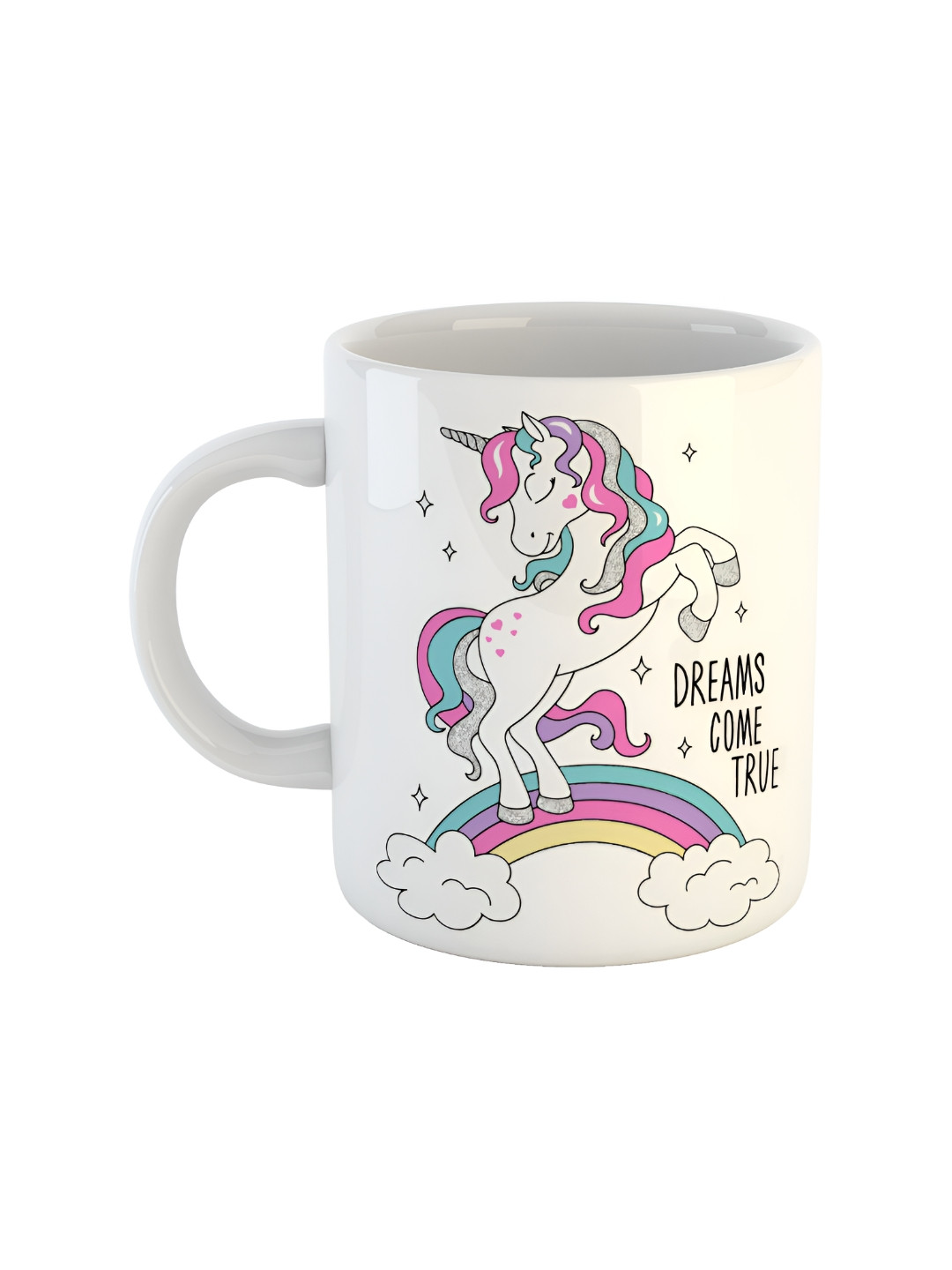 ARTBUG Floral Design Stackable White Typography Ceramic Microwave Safe Mug-325ml