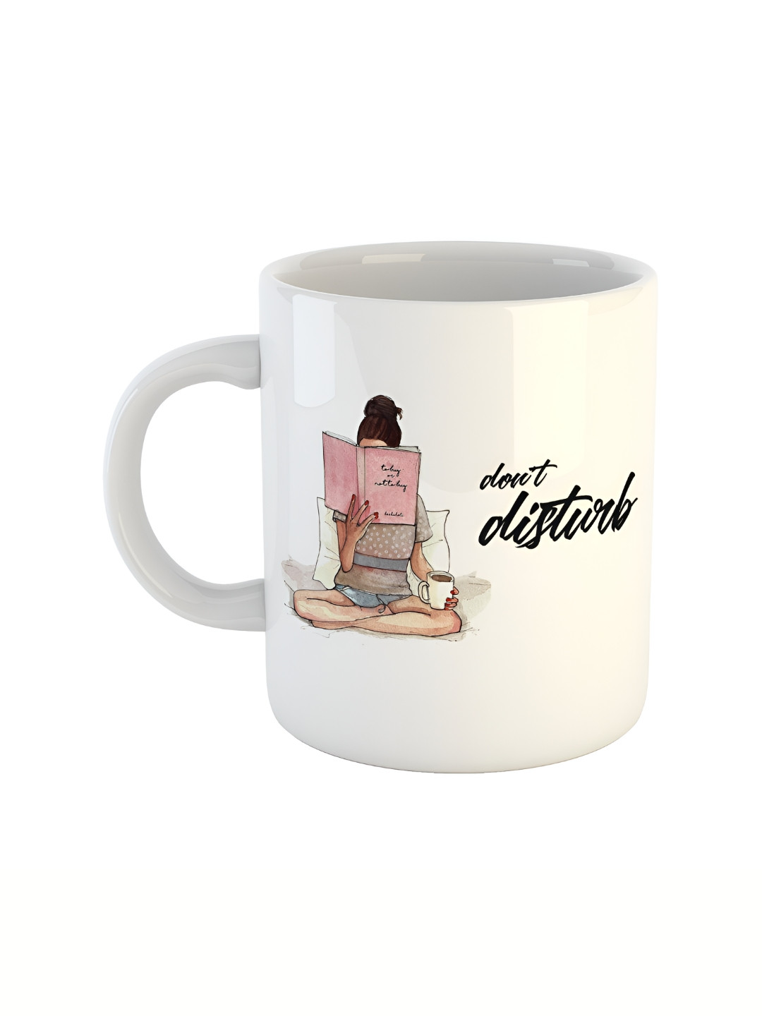 ARTBUG Happiness Is Travel White Typography Ceramic Handmade Mug-350ml