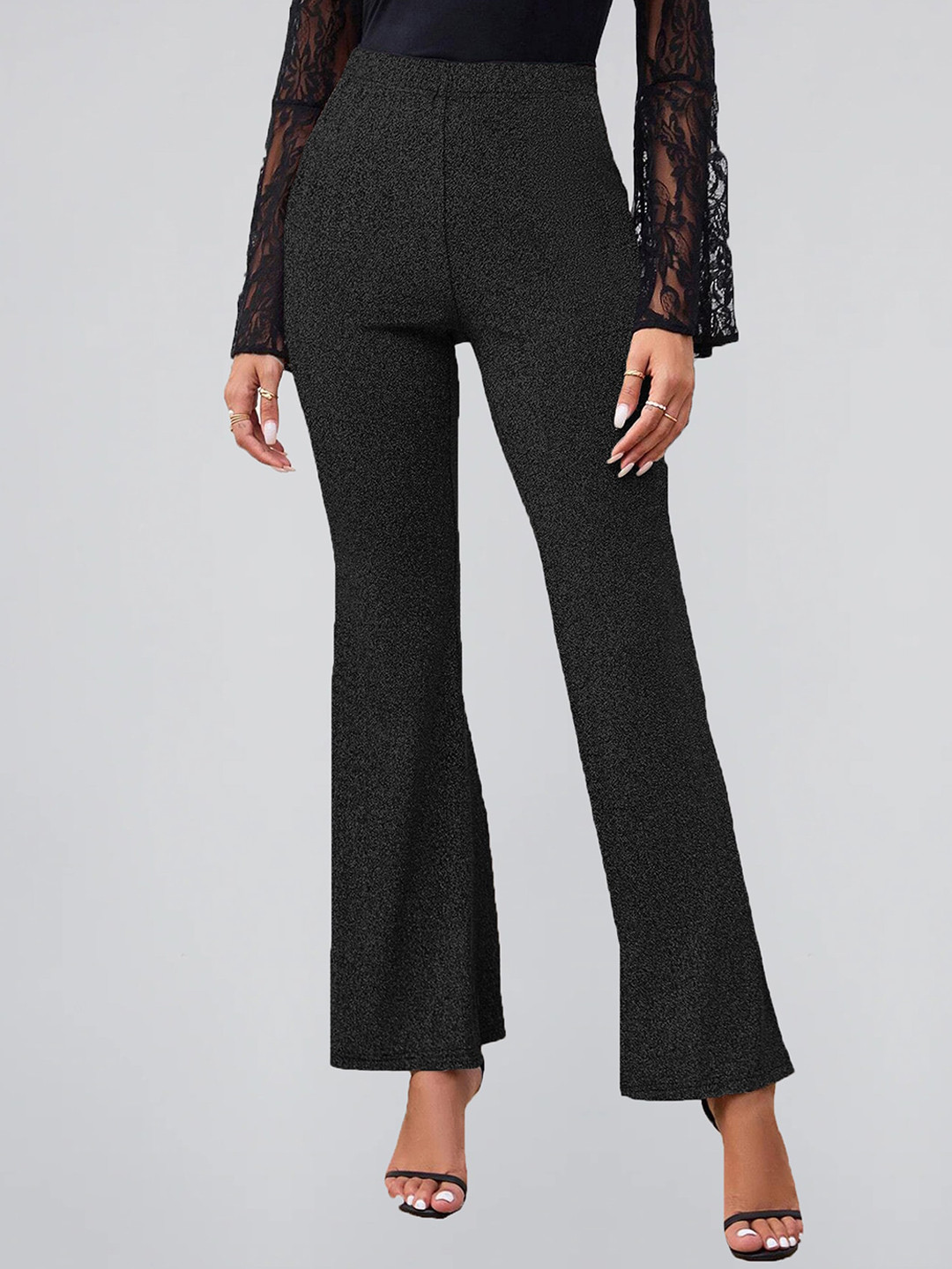 ADDYVERO Women Bootcut Classic High-Rise Easy Wash Trousers