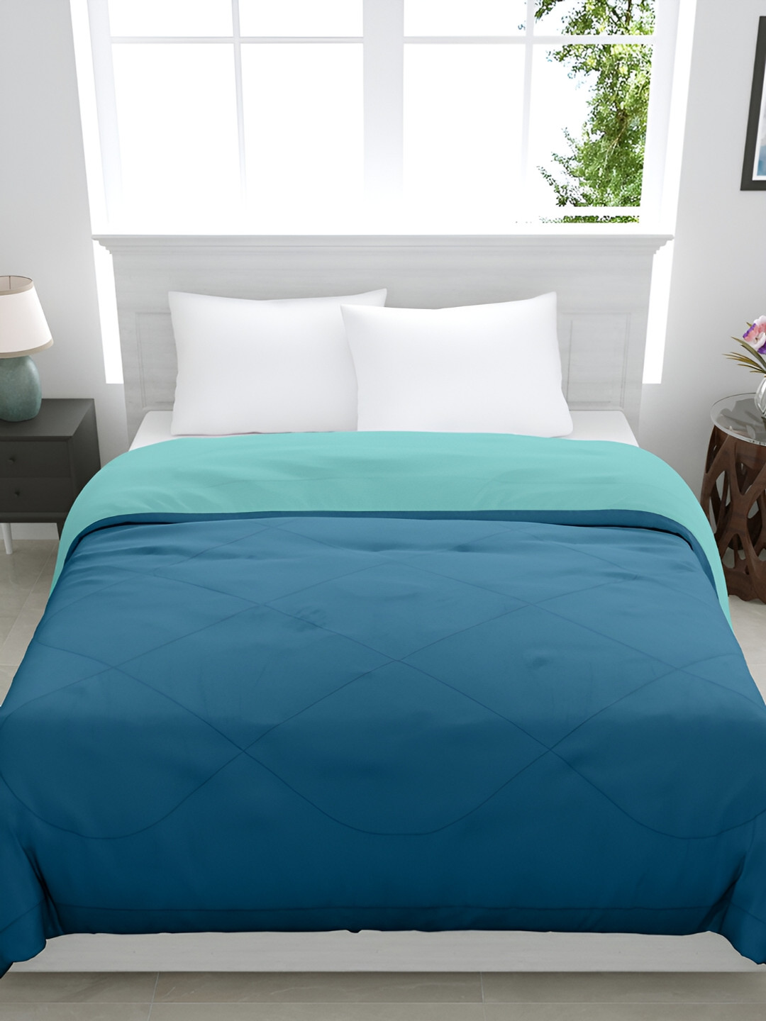 GYT Teal & Turquoise Blue Microfiber Mild Winter Single Bed Comforter