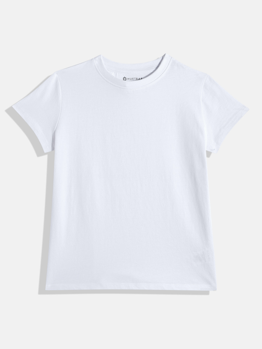 Huetrap Girls Solid Pure Cotton T-shirt