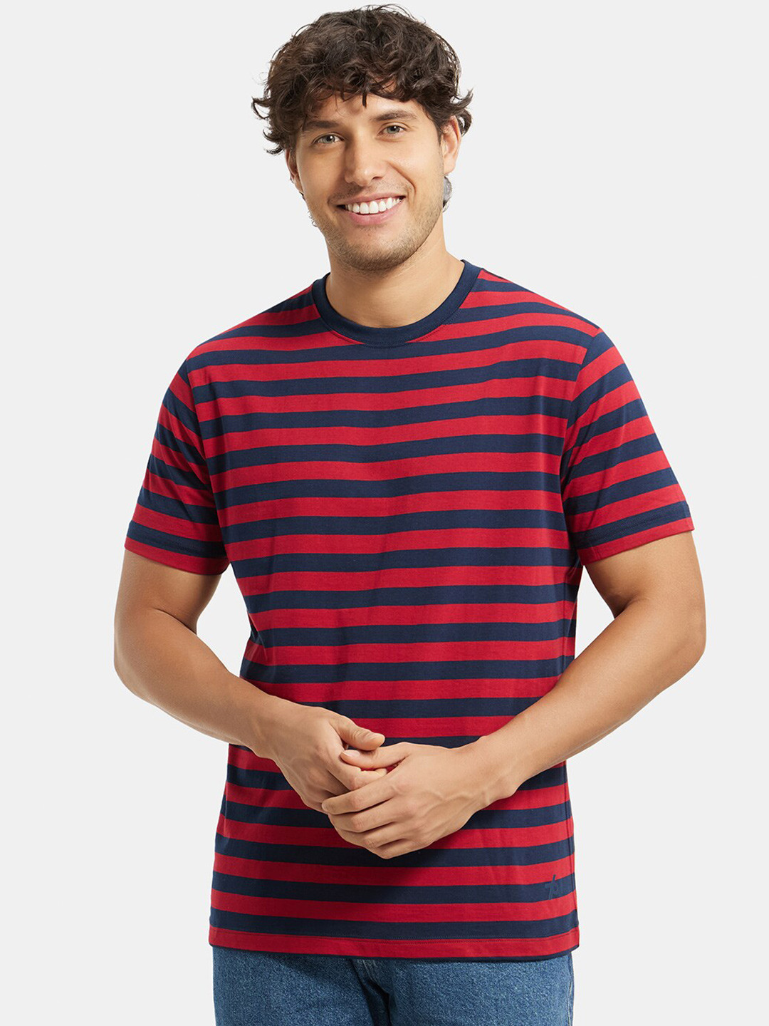 Jockey Super Combed Cotton Rich Striped Round Neck Half Sleeve Tshirt-2715