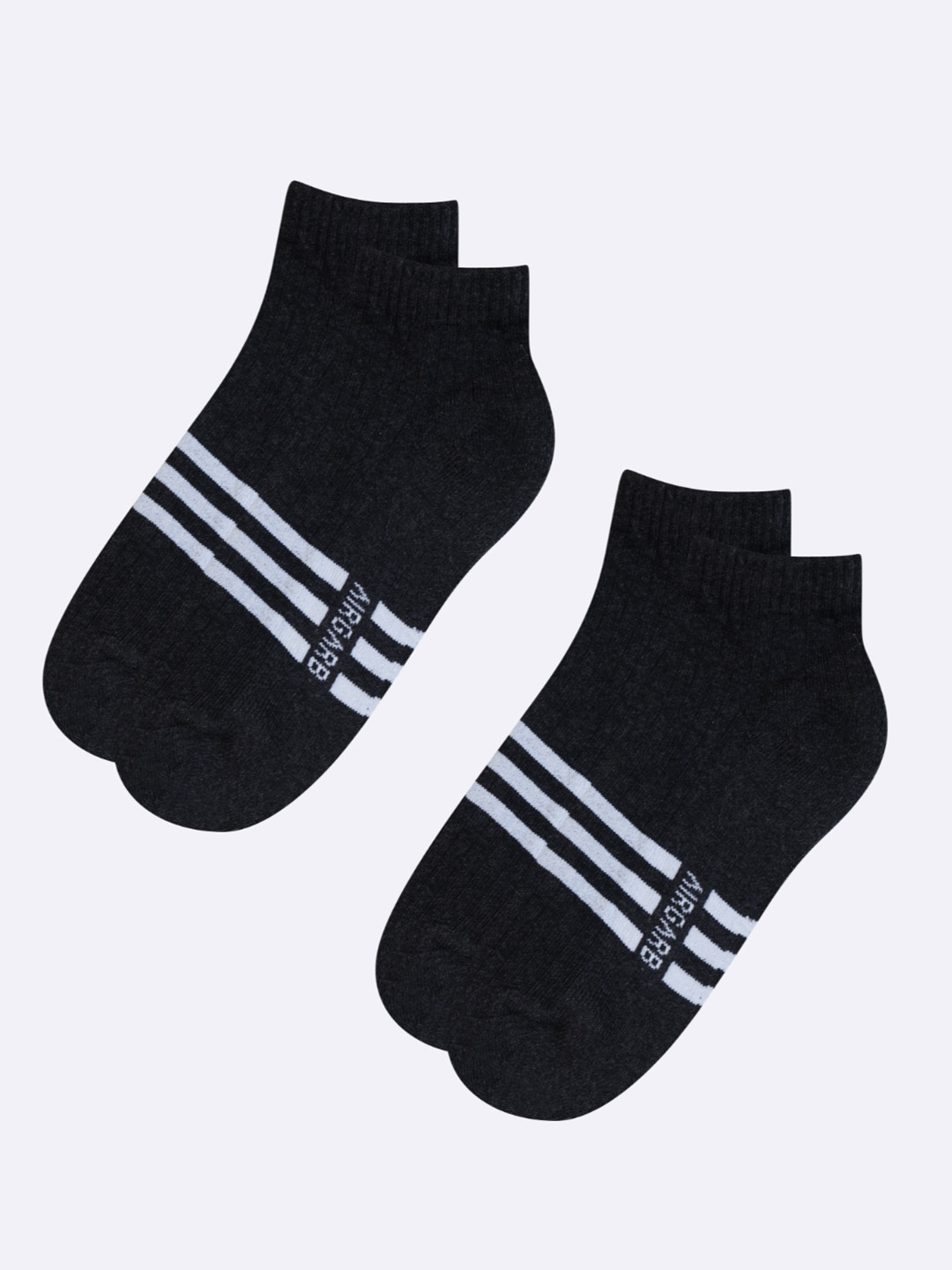 AIR GARB Pack of 2  Melange Low Ankle  with Striped Pattern Socks