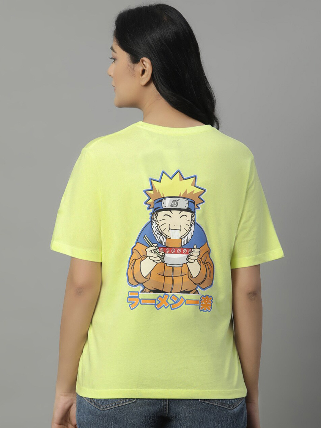 Free Authority Naruto Anime Printed Round Neck Cotton Relaxed Fit T-Shirt