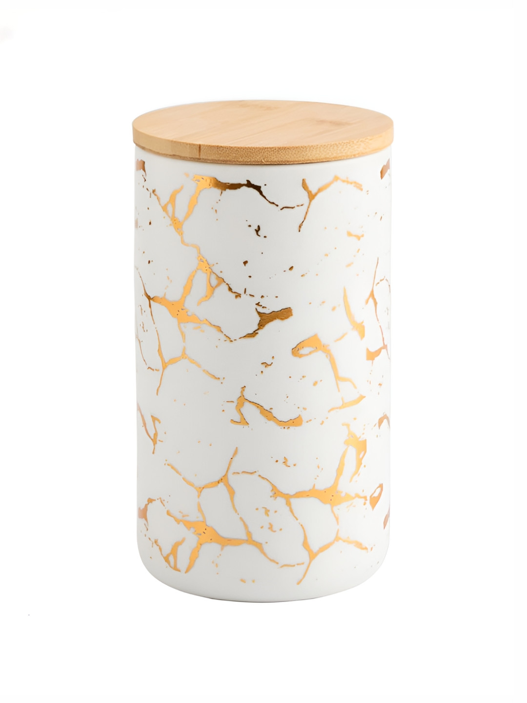 The Better Home White Marble Ceramic Microwave Safe Flip Top Jar-1L