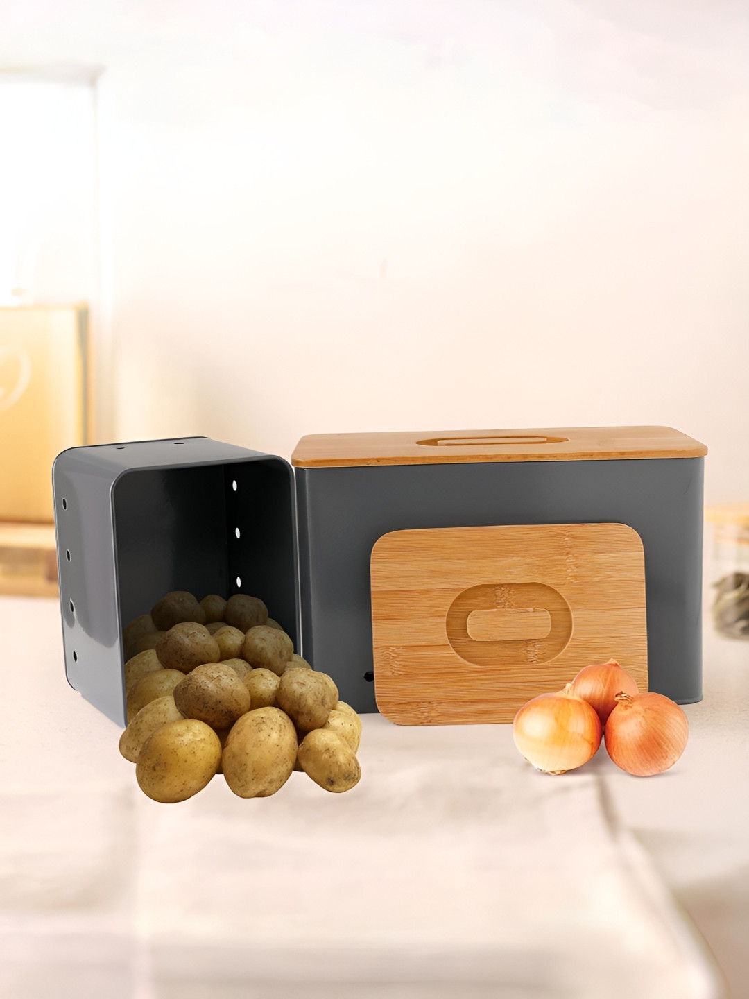The Better Home Grey Metal Dishwasher Safe 2 Piece Clip-On Graduated Container