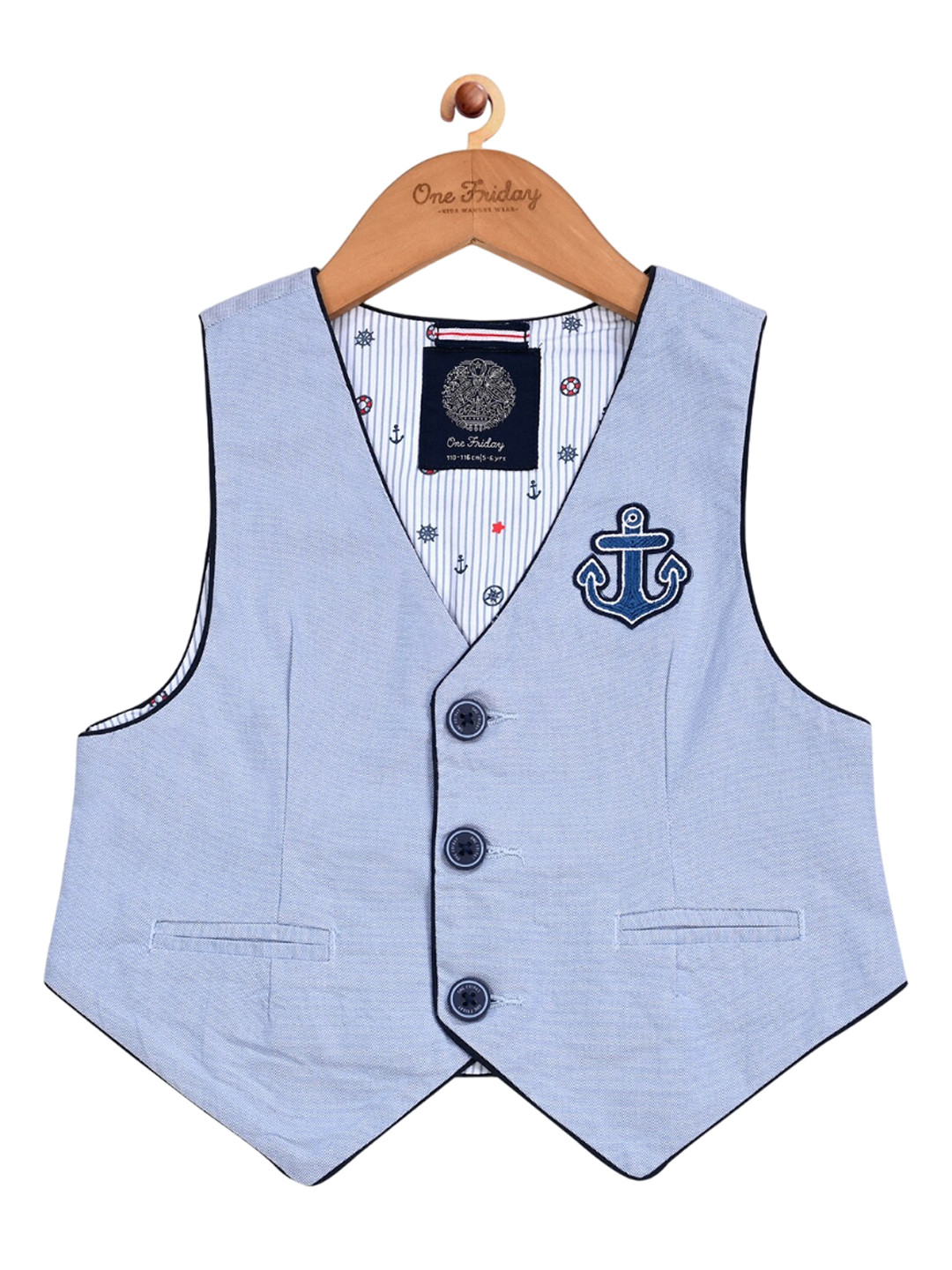One Friday Boys V- Neck Anchor Waistcoat