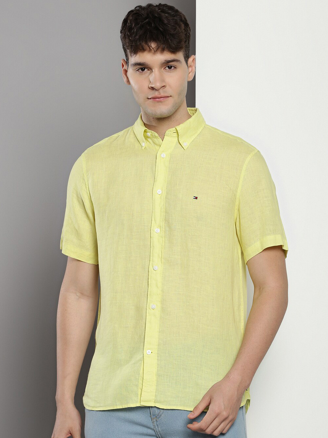 Tommy Hilfiger Button-Down Collar Pure Linen Casual Shirt