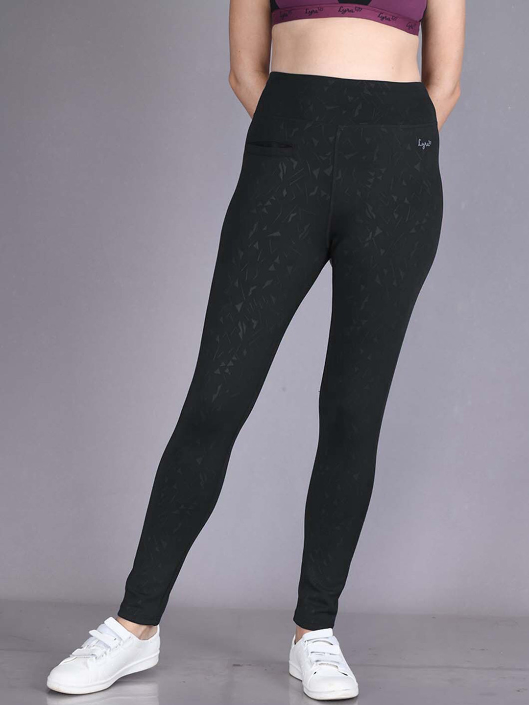 LYRA Women Printed Anti-Static Slim-Fit Ankle-Length Gym Tights