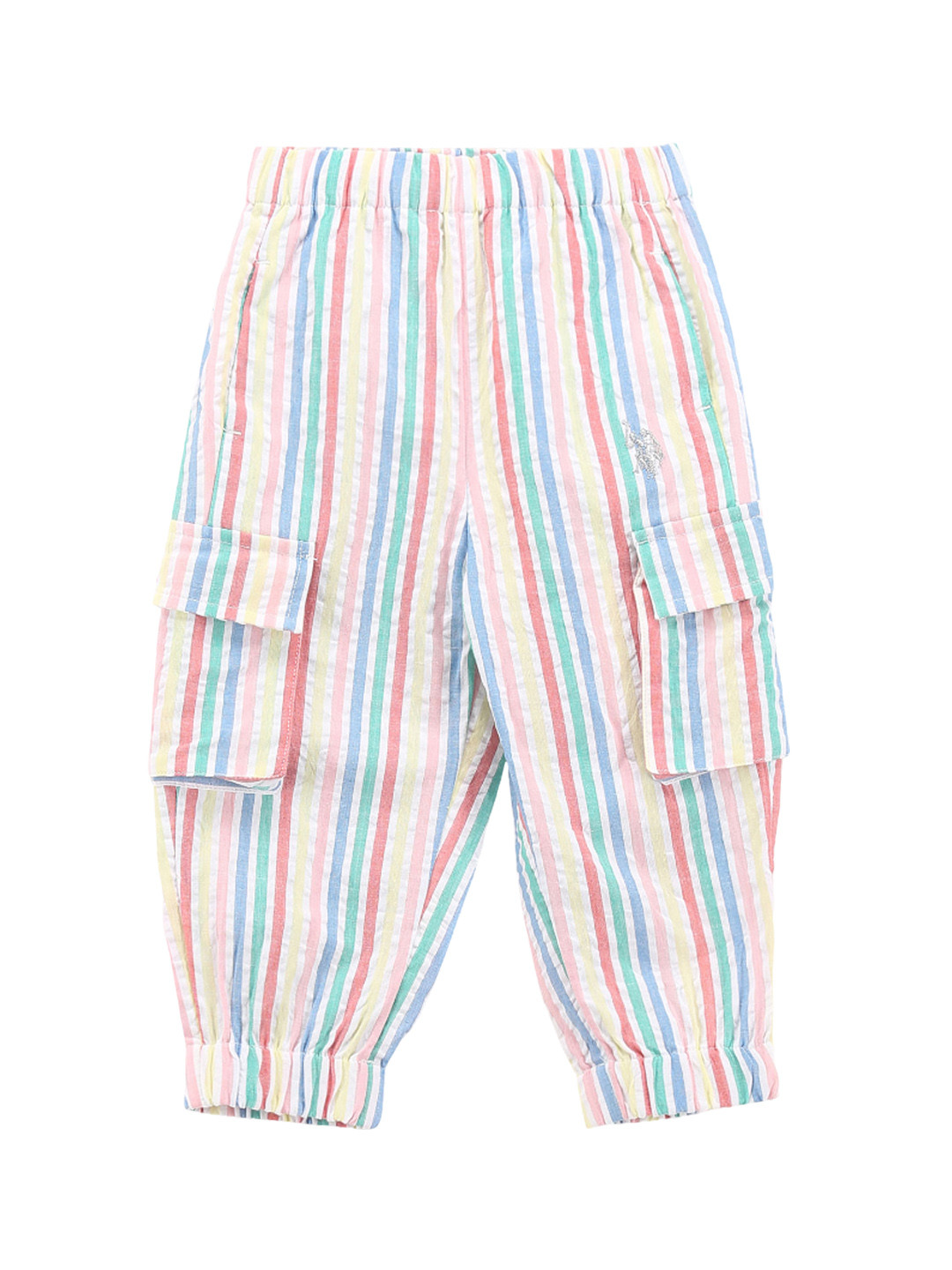 U.S. Polo Assn. Kids Girls Vertical Striped Pure Cotton Cargo Joggers
