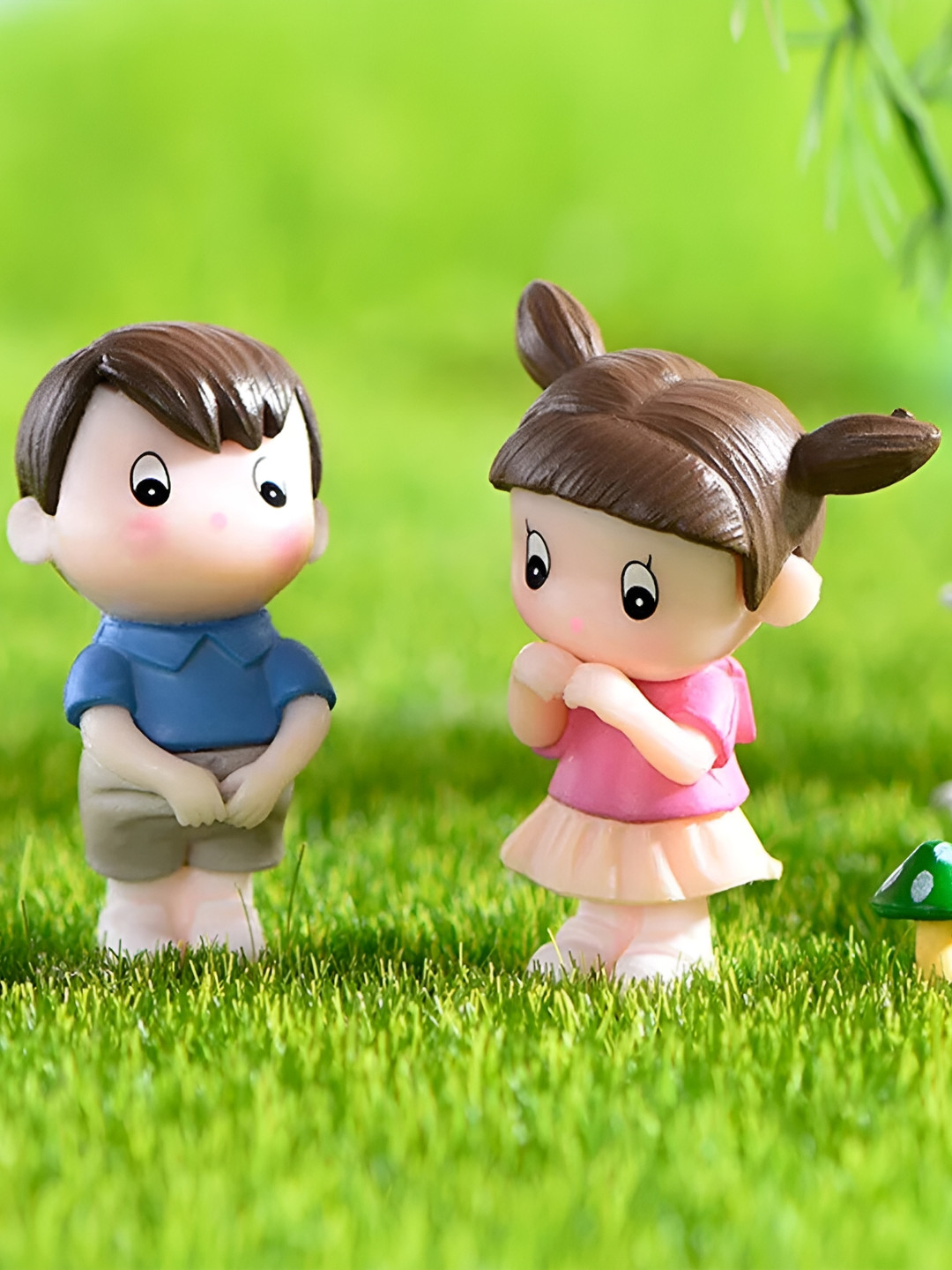 Ascension Valentine Gift For Girlfriend Blue Polyresin Natural Living Room Set of 2 Small Showpieces - 1.8 Inches