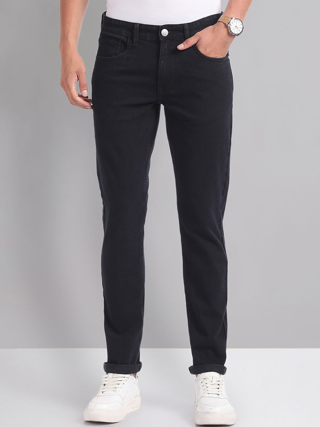 AD By Arvind Skinny Fit Rinsed Jeans