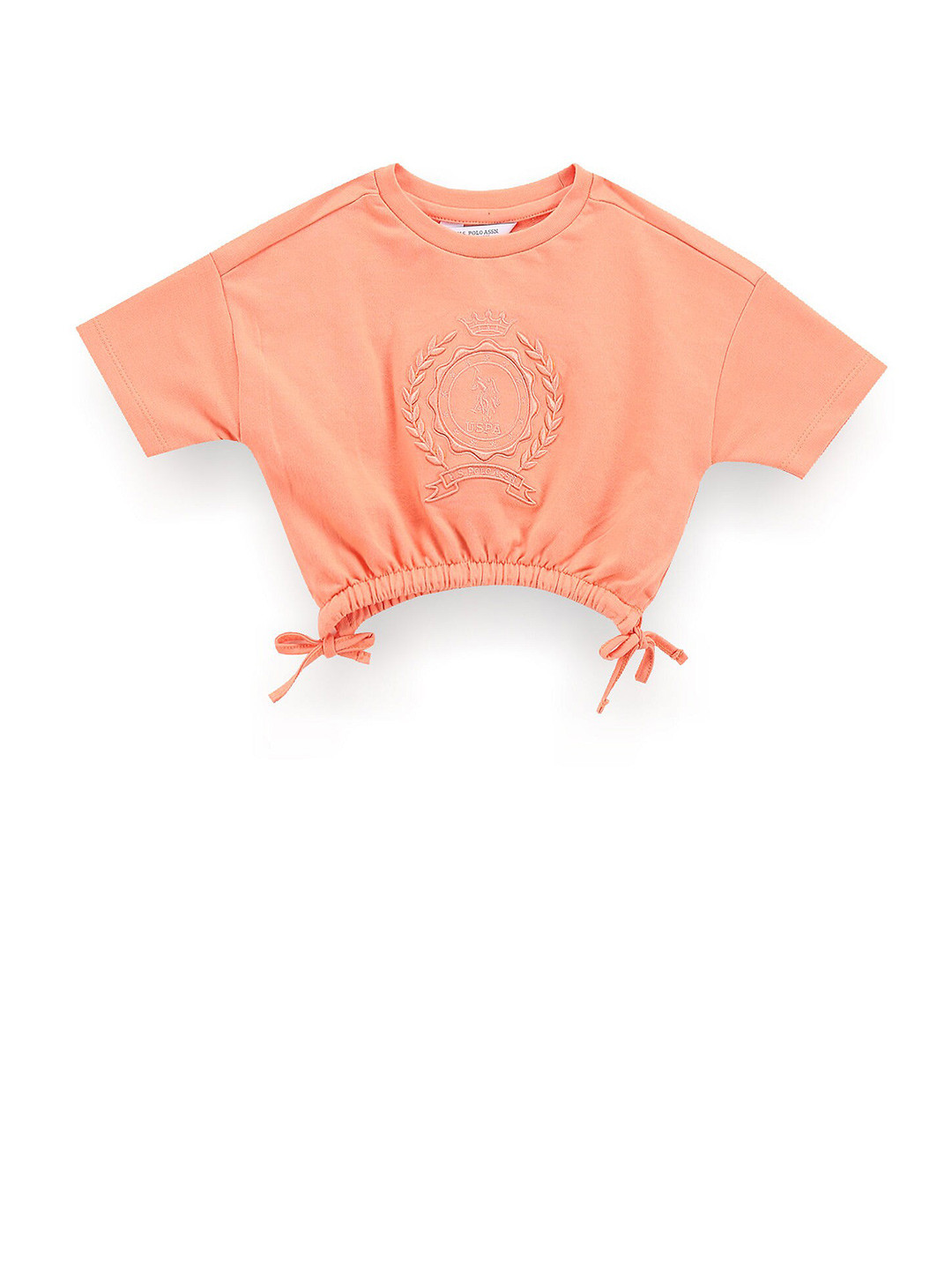U.S. Polo Assn. Kids Girls Graphic Self Design Pure Cotton Crop Top