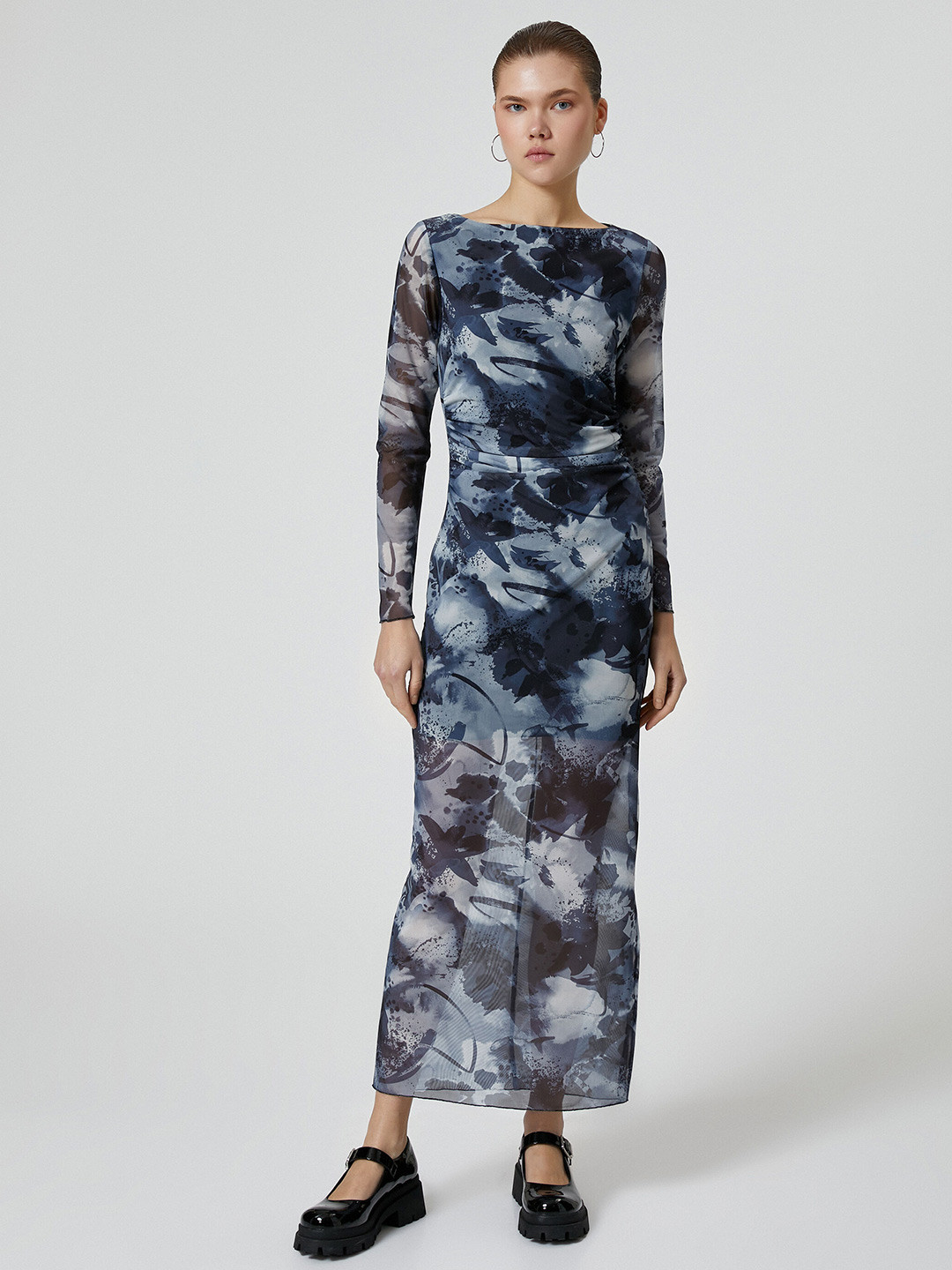 Koton Floral Print Long Sleeves Round Neck Maxi Dress