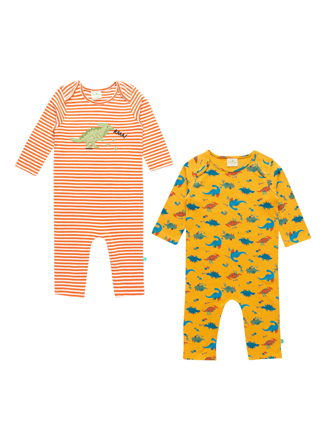JusCubs Infant Boys Pack Of 2 Printed Envelop Neck Cotton Rompers