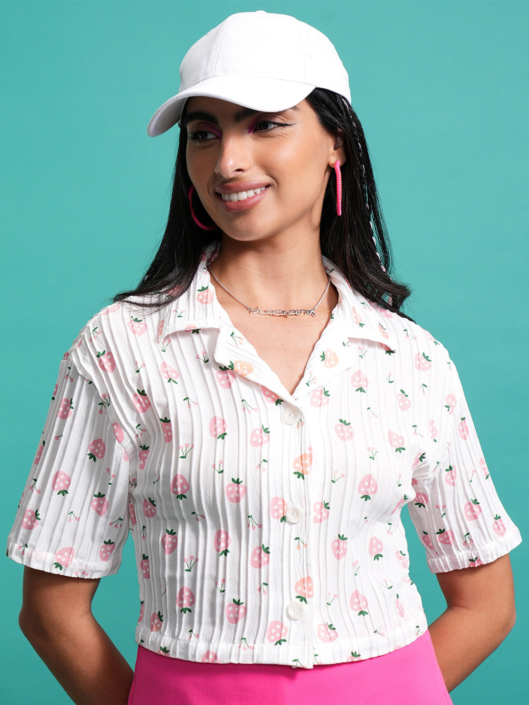 Tokyo Talkies Women Mui Printed Button Down Relaxed Crop Regular Fit Shirt