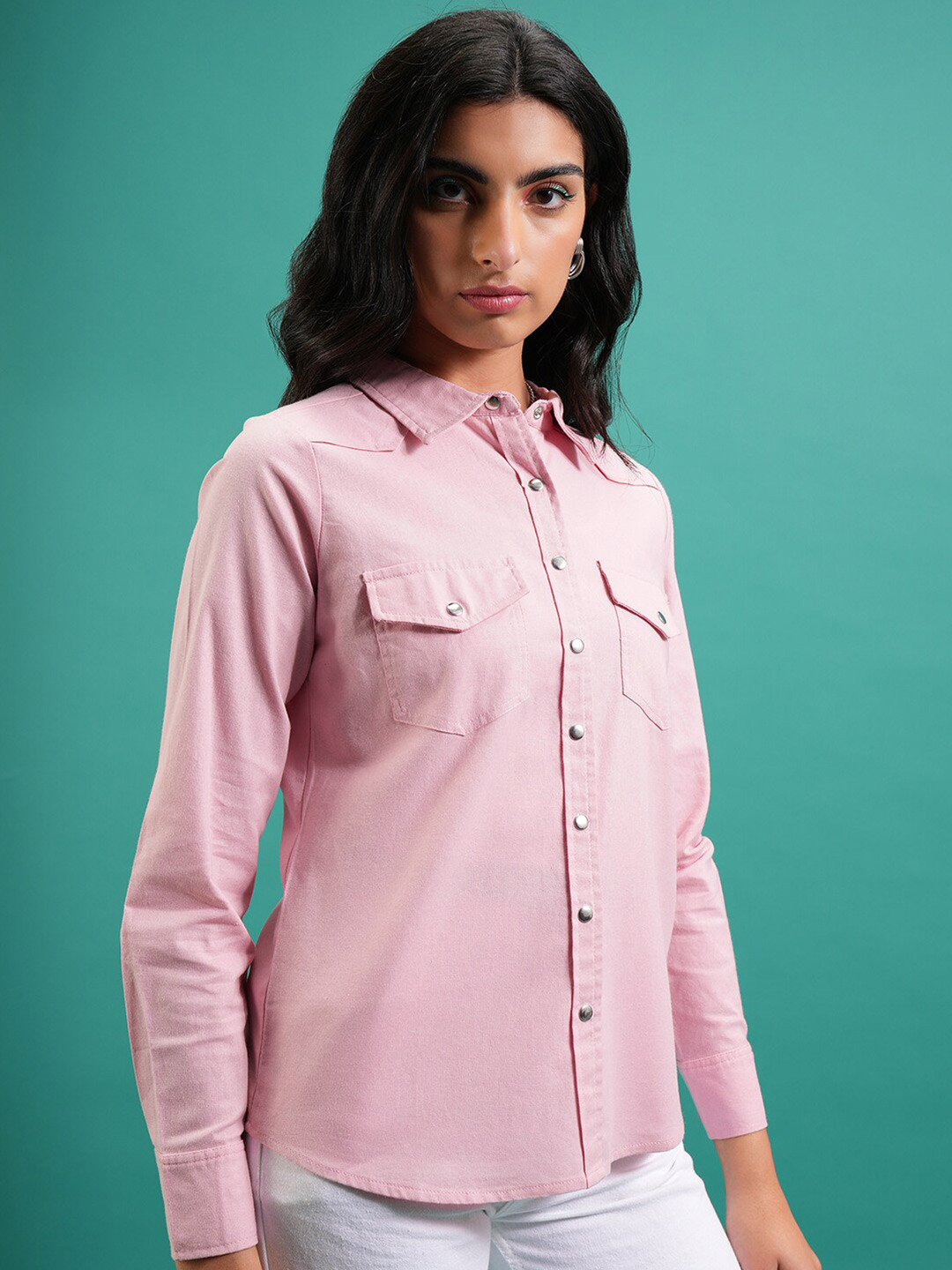 Tokyo Talkies Women Solid Buttoned Shirt