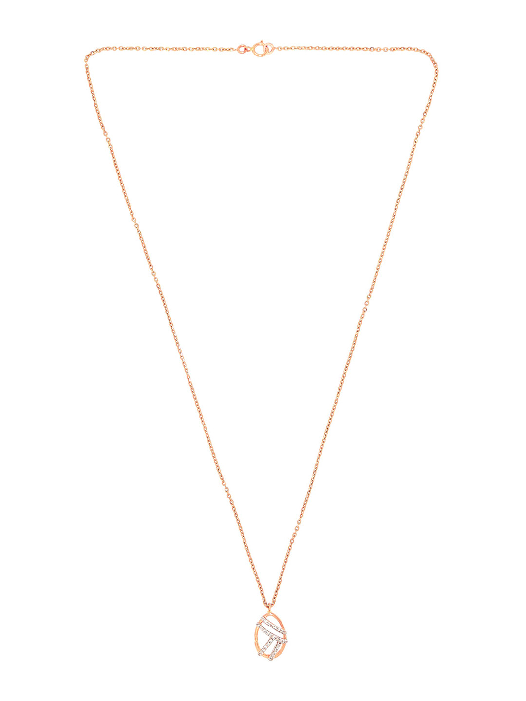 BHIMA Jewels 18K Hallmark 750 Purity Yellow Gold Rosepolish Stone Necklace