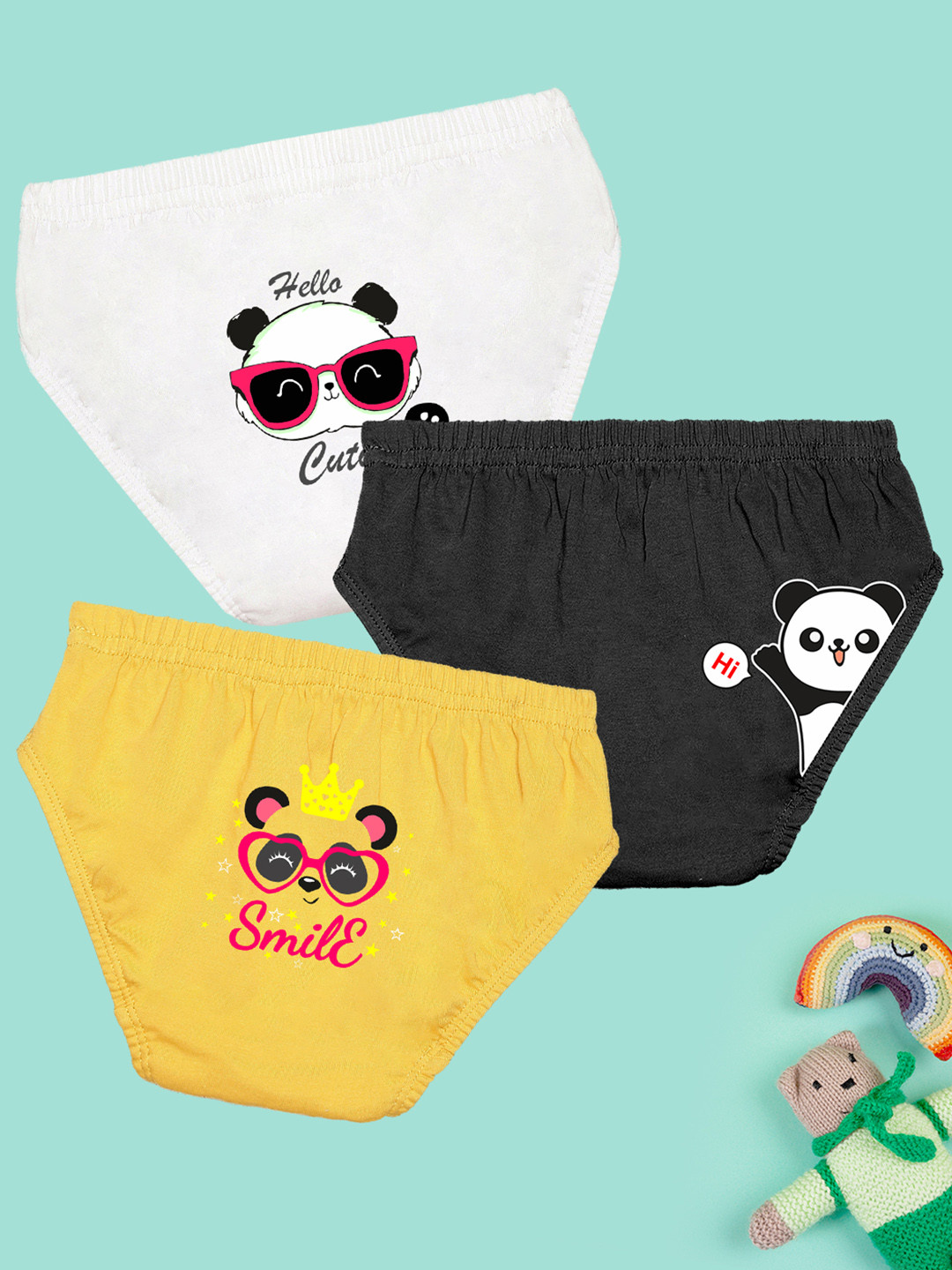 NUSYL Girls Pack Of 3 Printed Cotton Basic Briefs NUGCBRFPO3.0008