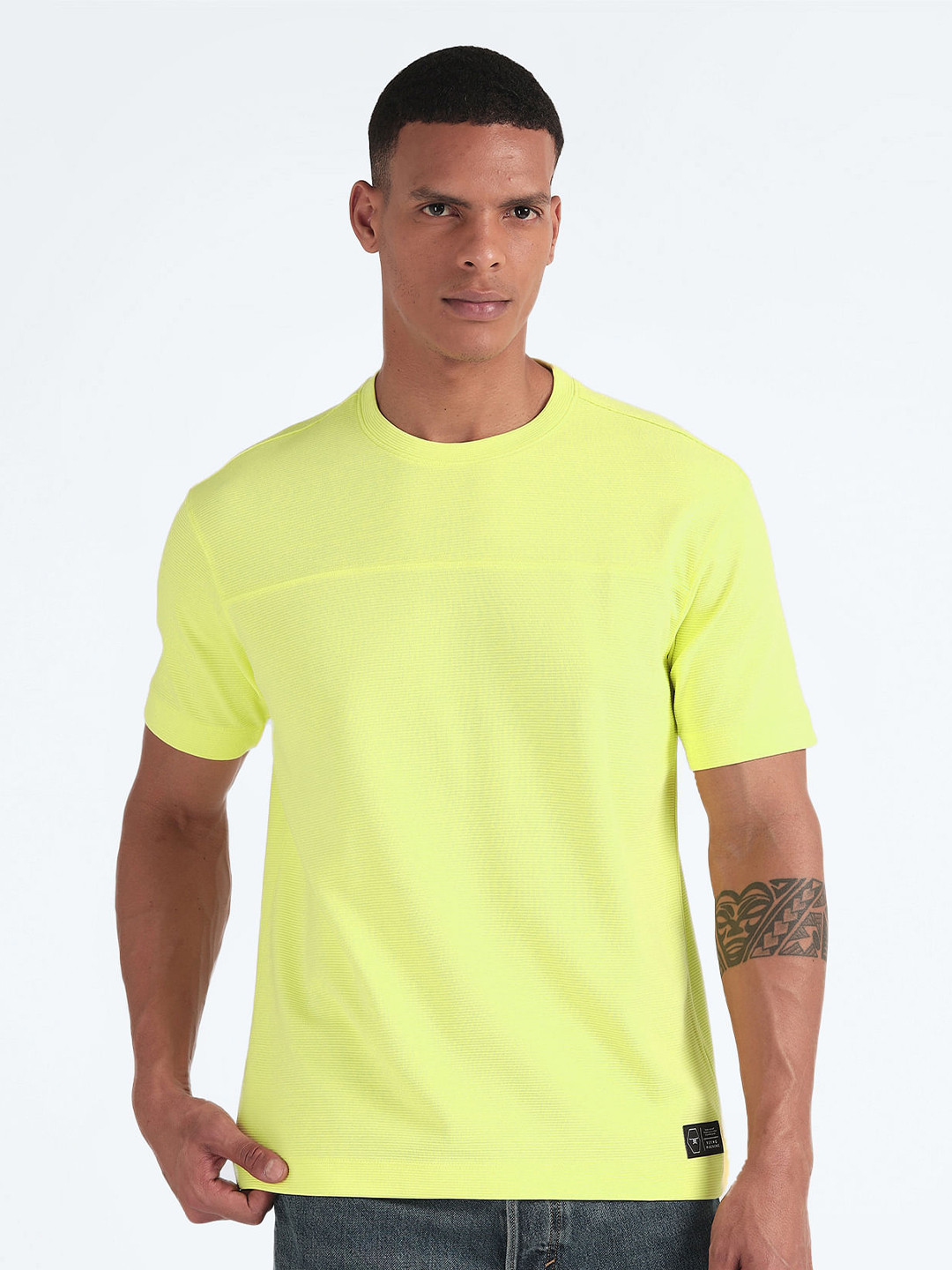 Flying Machine Self Design Oversized Casual T-shirt