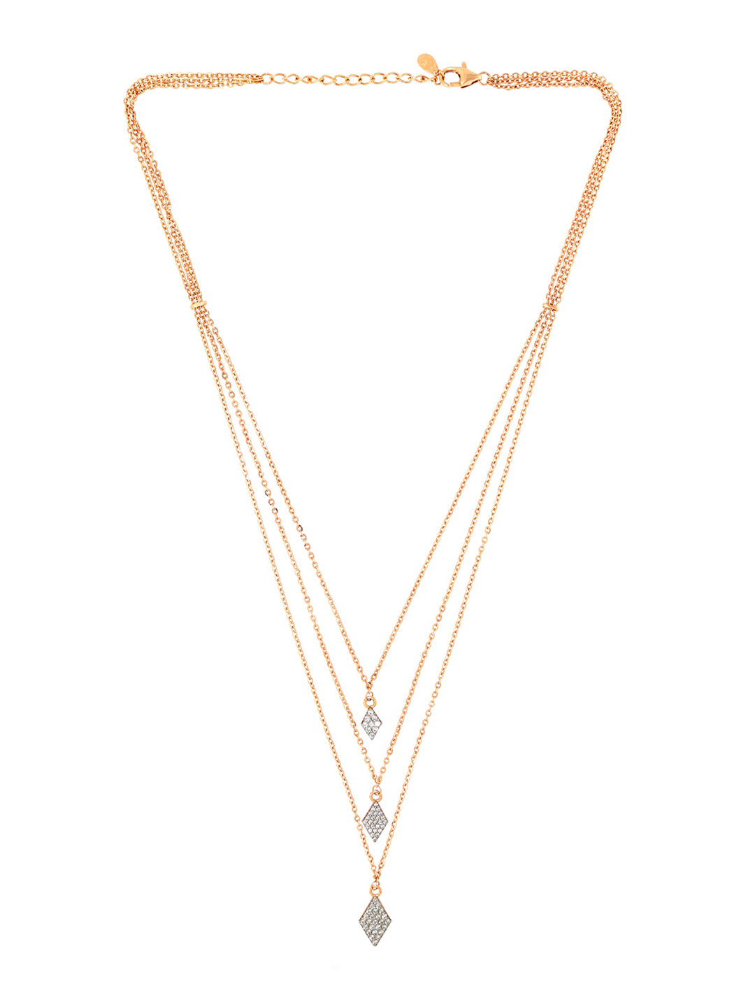 BHIMA Jewels 18K Hallmark 750 Purity Yellow Gold Rosepolish Layer Stone Necklace