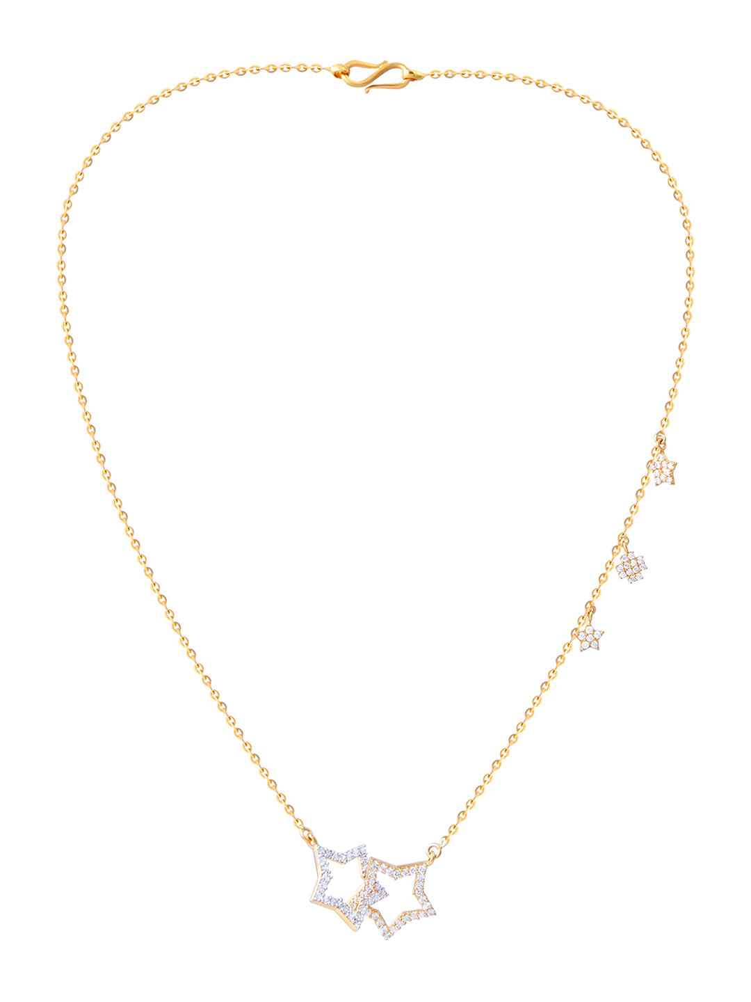 BHIMA 22K Hallmark 916 Purity Yellow Gold Dual Stone star Necklace