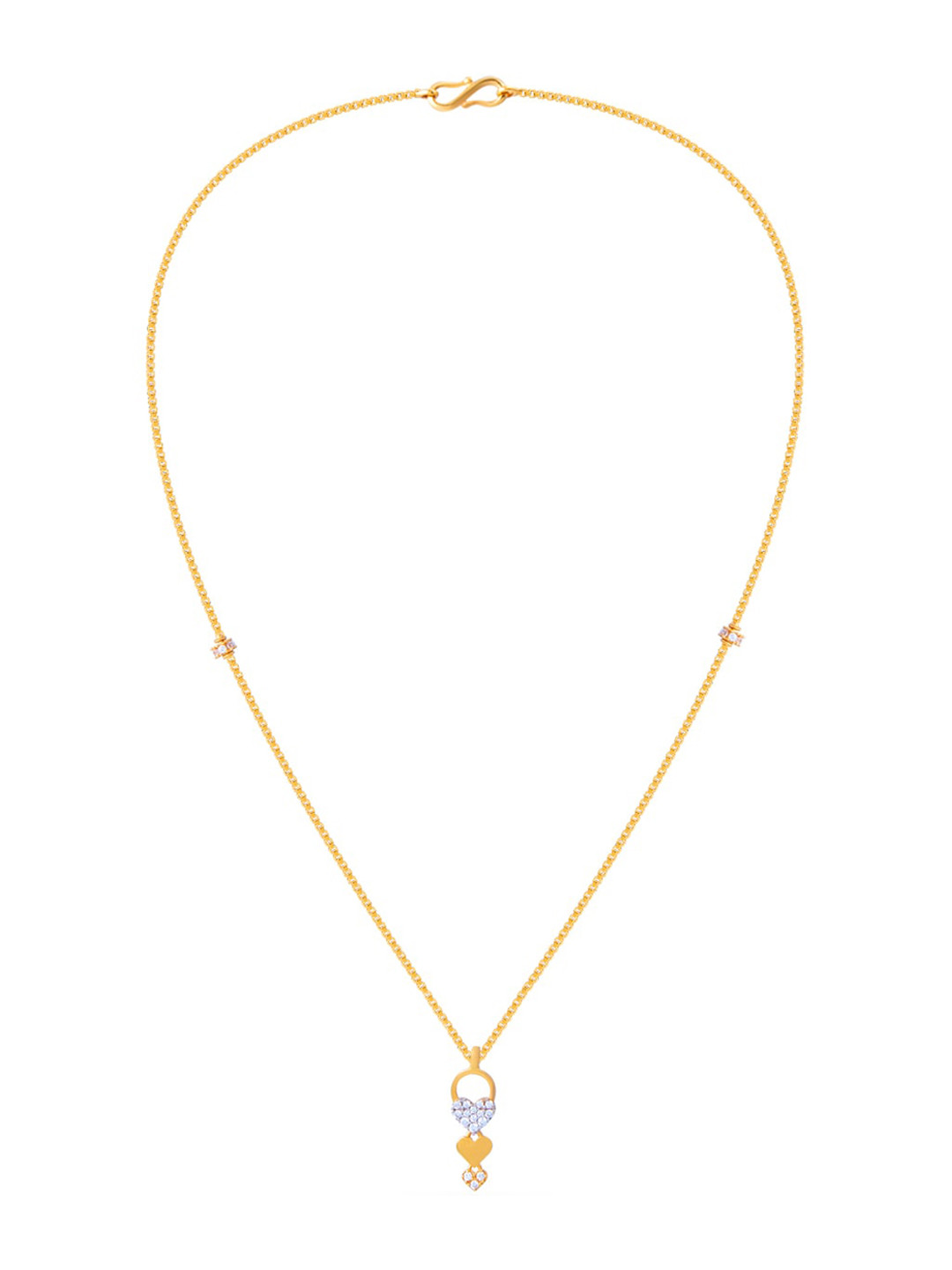 BHIMA 22K Hallmark 916 Purity Yellow Gold  Heart Stone Necklace