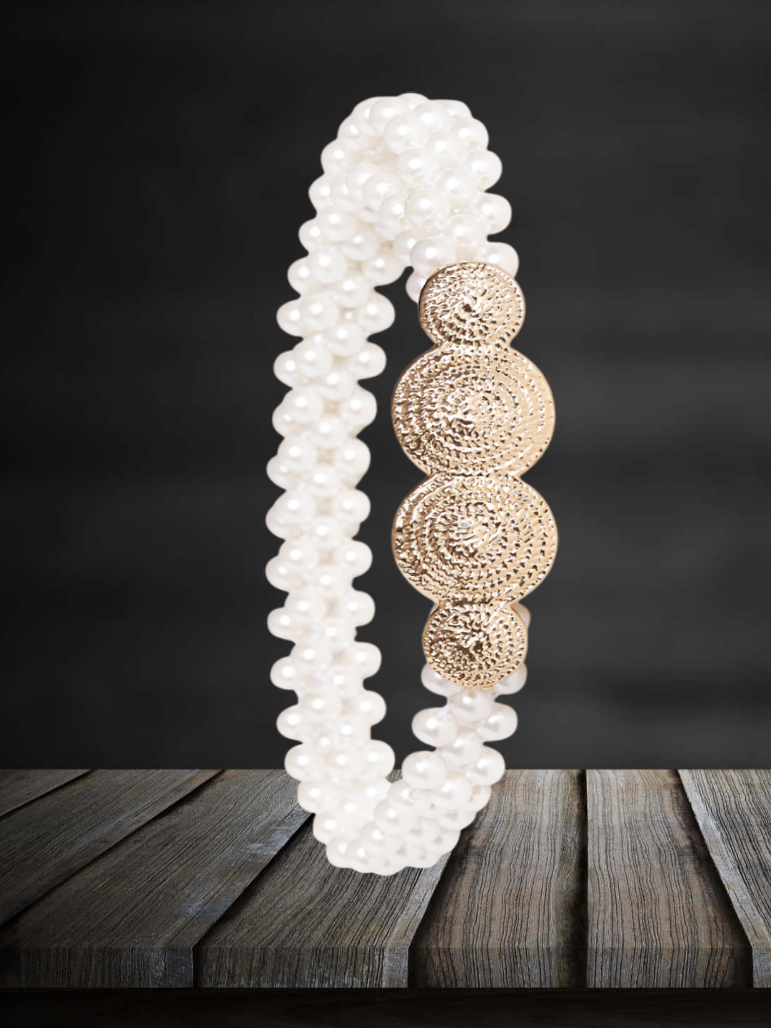 ANVI Be Yourself Women White & Golden Embellished Stretchable Belt