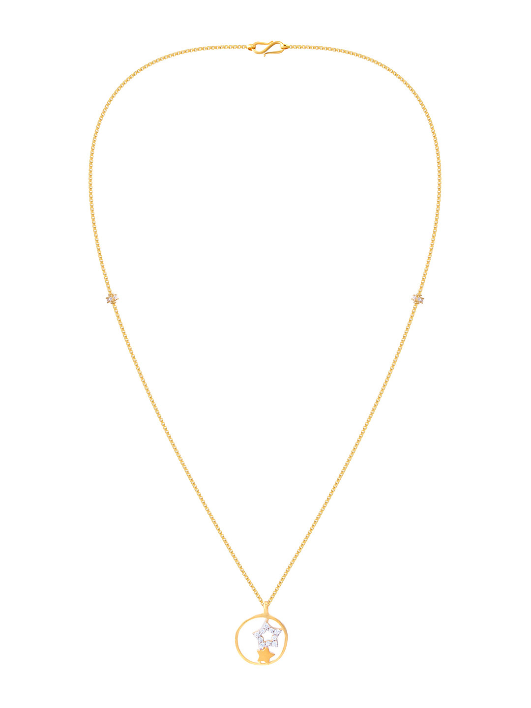 BHIMA 22K Hallmark 916 Purity Yellow Gold Star stone Pendant Necklace