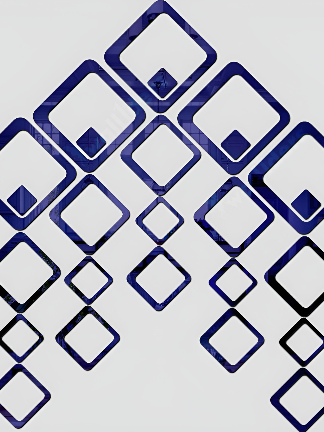 Wall1ders Blue Square-shaped 3D Acrylic Mirror Wall Stickers