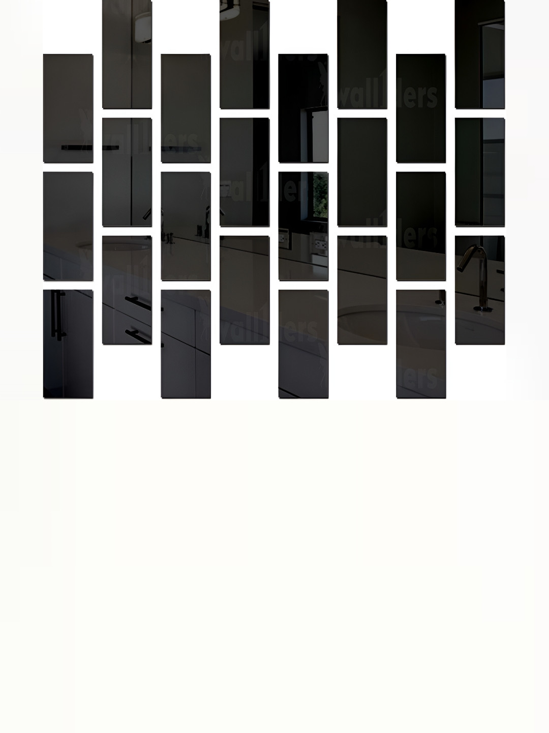 Wall1ders Black Rectangle-shaped 3D Acrylic Mirror Wall Stickers