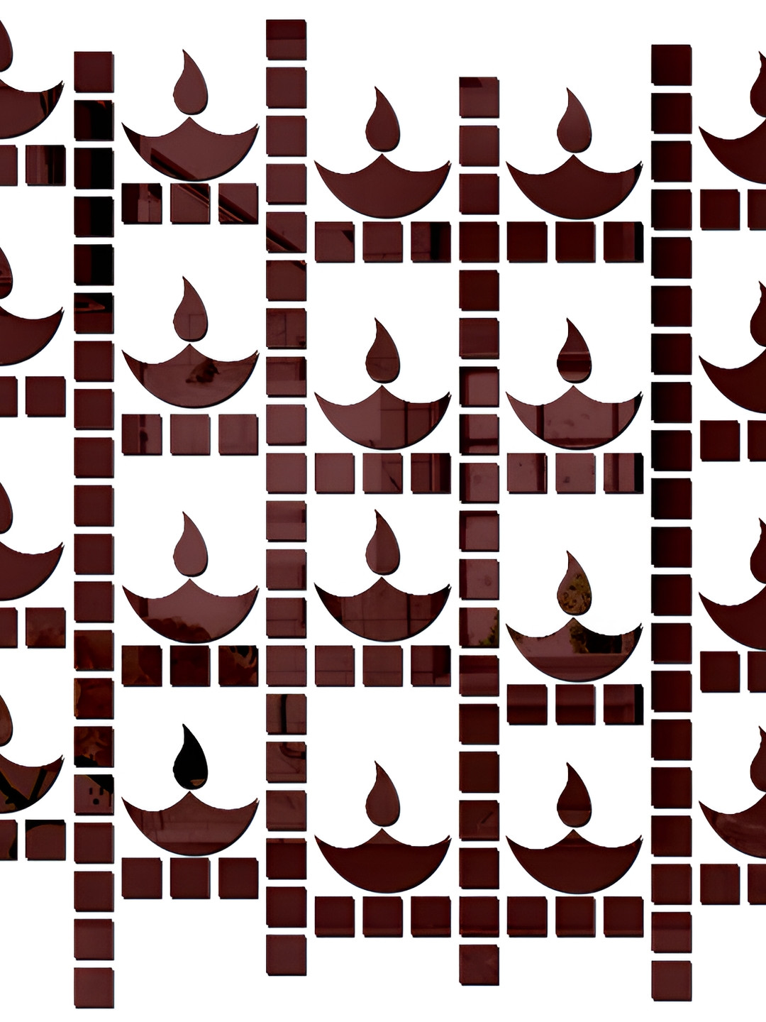 Wall1ders Brown 30 Pieces Diya & Square 3D Acrylic Mirror Wall Stickers