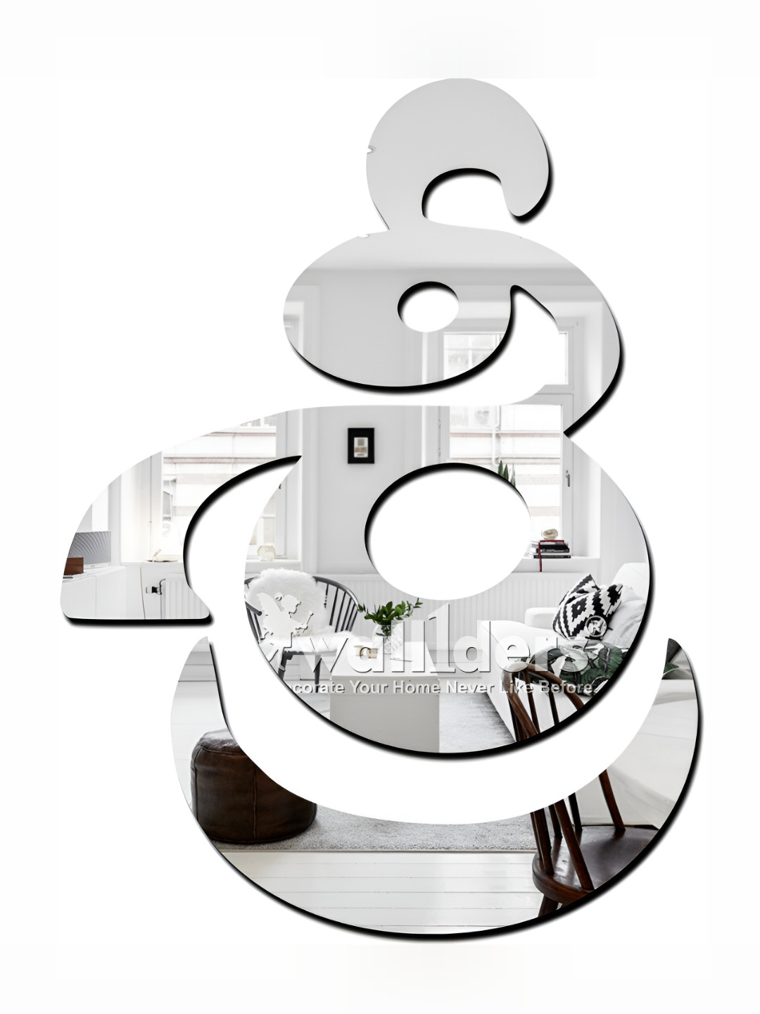 Wall1ders SilverToned Shree Telugu 3D Acrylic Mirror Wall Sticker