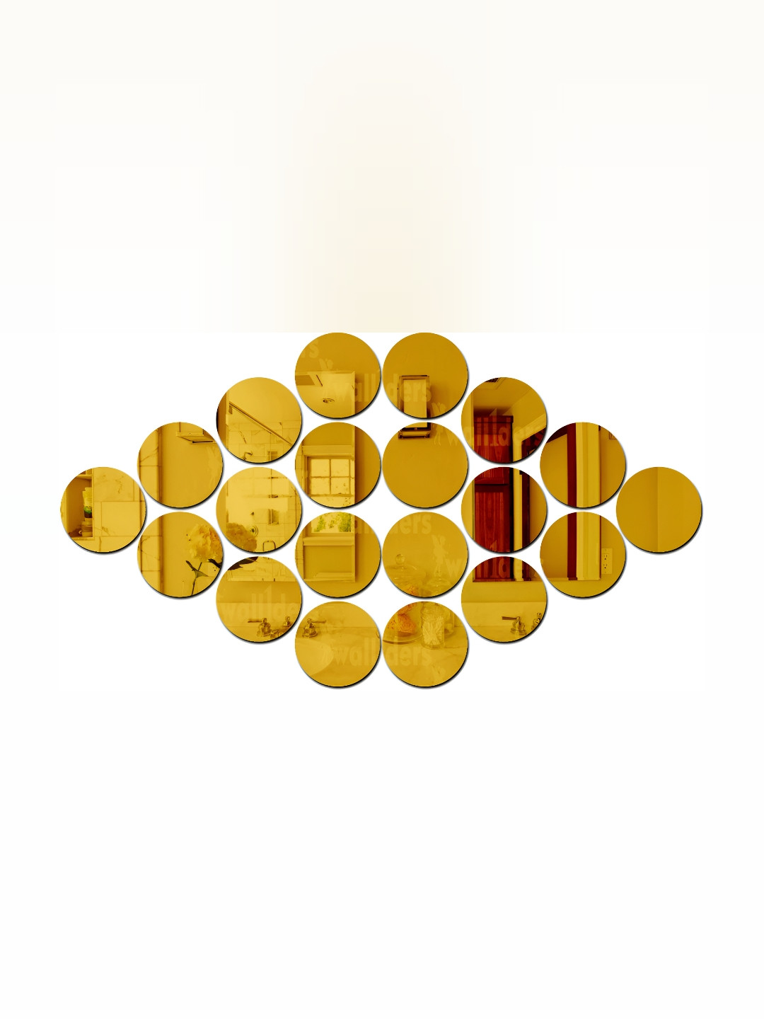 Wall1ders GoldToned 20 Pieces Circle-shaped 3D Acrylic Mirror Wall Stickers