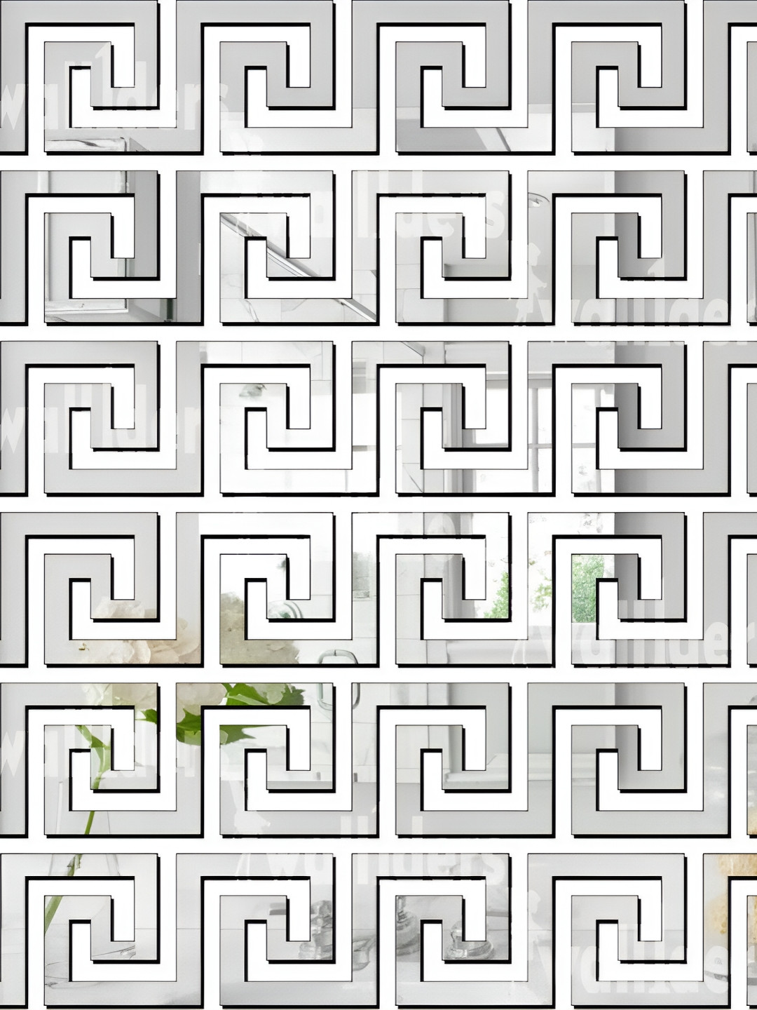 Wall1ders Silver Toned 36 Pieces Geometric 3D Acrylic Mirror Wall Stickers