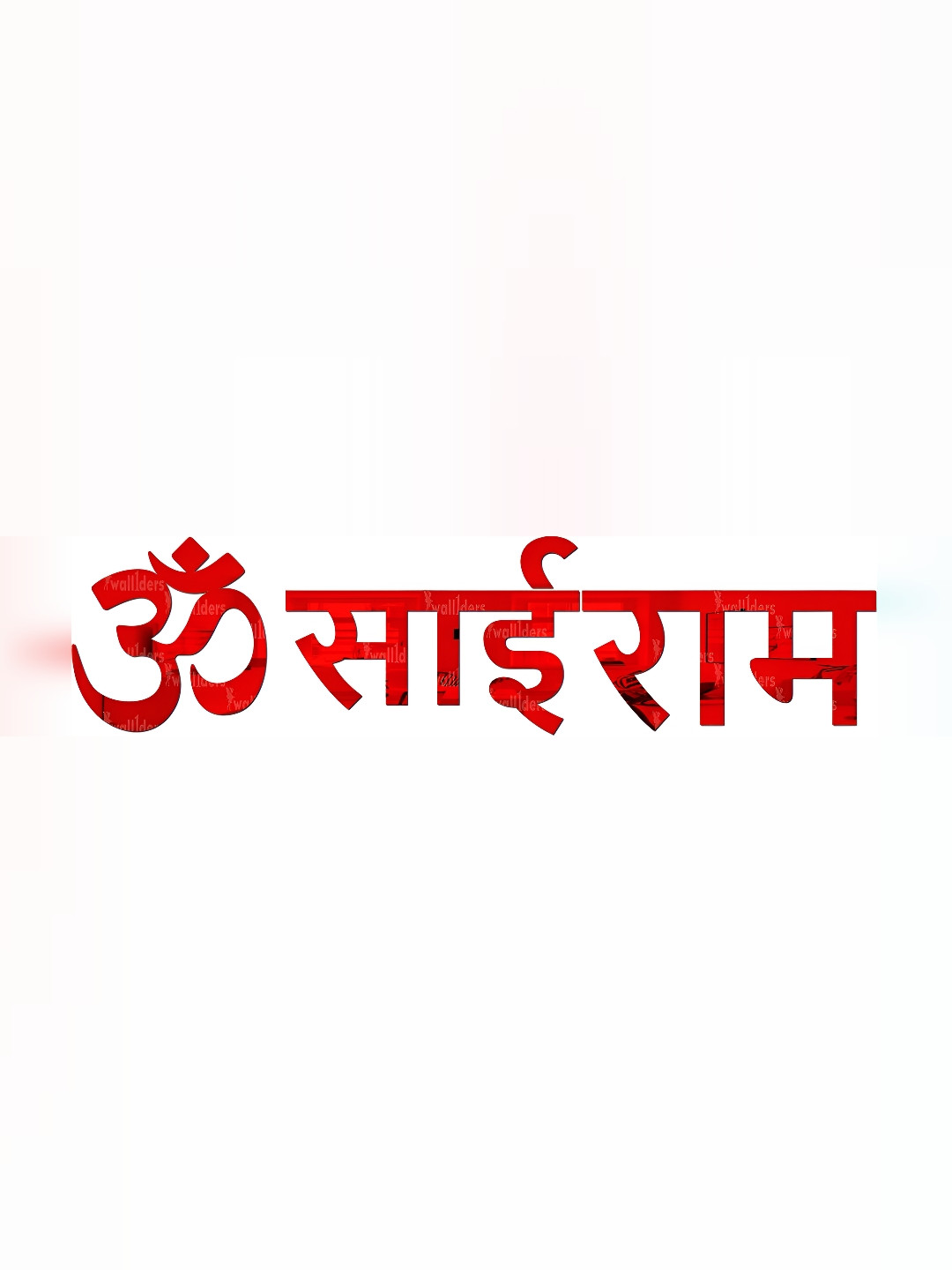 Wall1ders Red Om Sai Ram 3D Mirror Wall Sticker