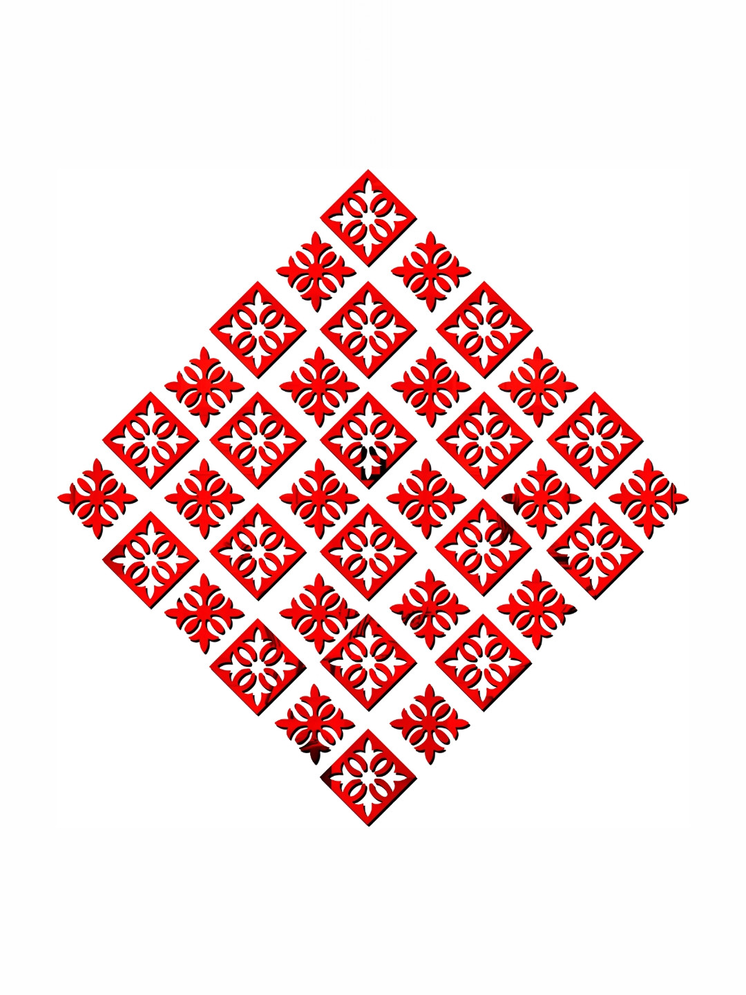 Wall1ders Red 36 Pieces Attractive Pattern 3D Mirror Wall Stickers