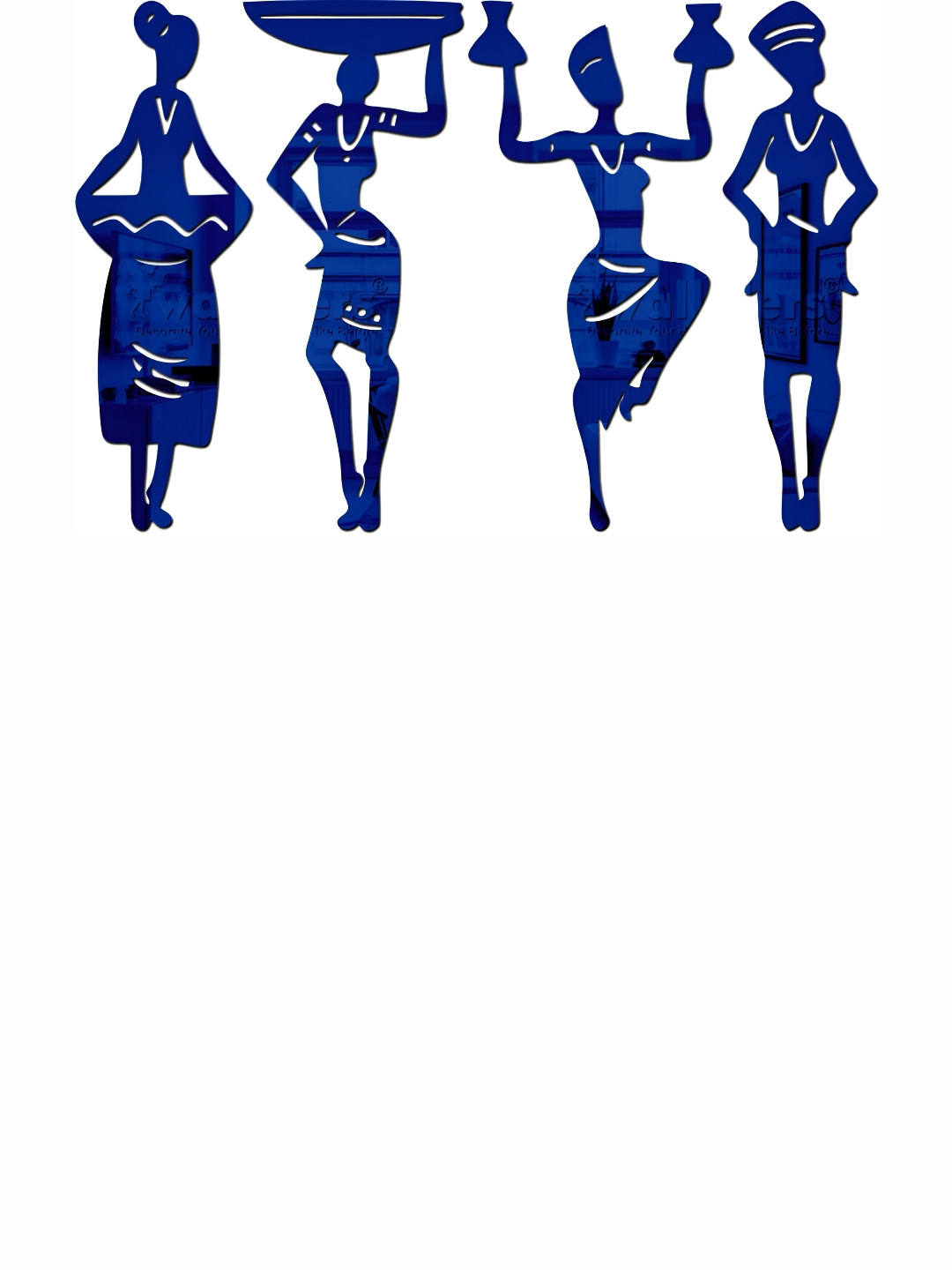 Wall1ders Blue 4 Pieces Tribal Women 3D Mirror Wall Stickers