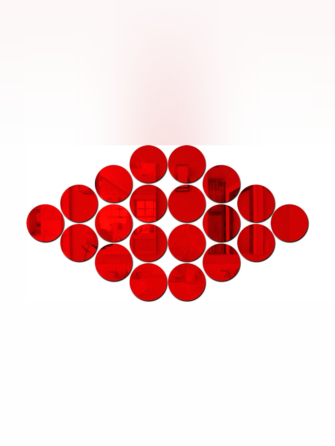 Wall1ders Red 20 Pieces Round 3D Mirror Wall Stickers